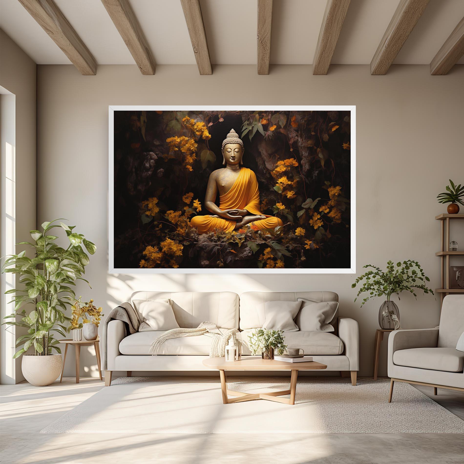 Leinwandbild Yellow Light Buddha mockup 6