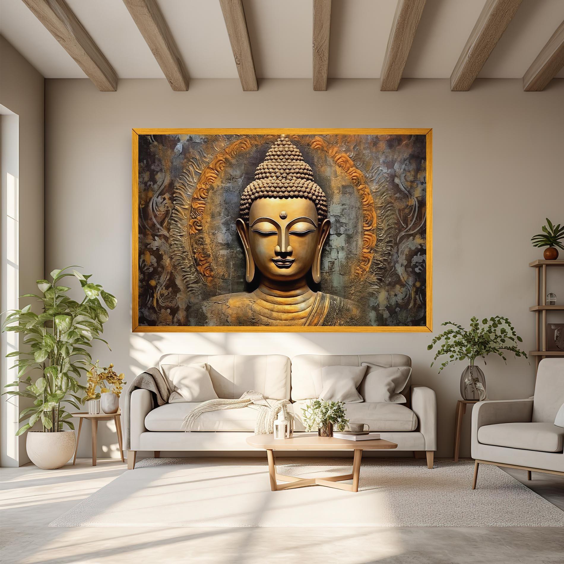 Leinwandbild Buddha 3d Head mockup 6