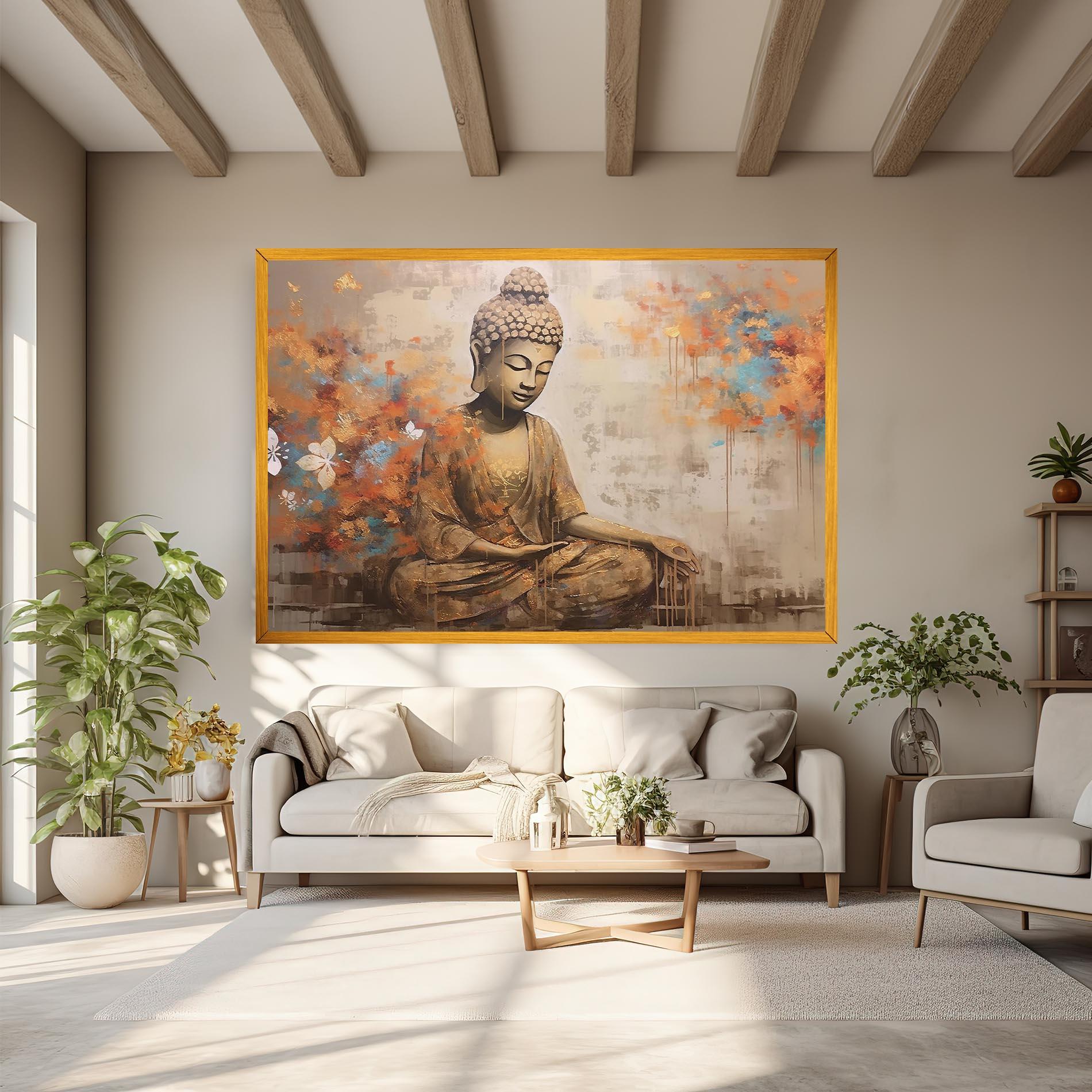 Leinwandbild Buddha Cream Blue mockup 6