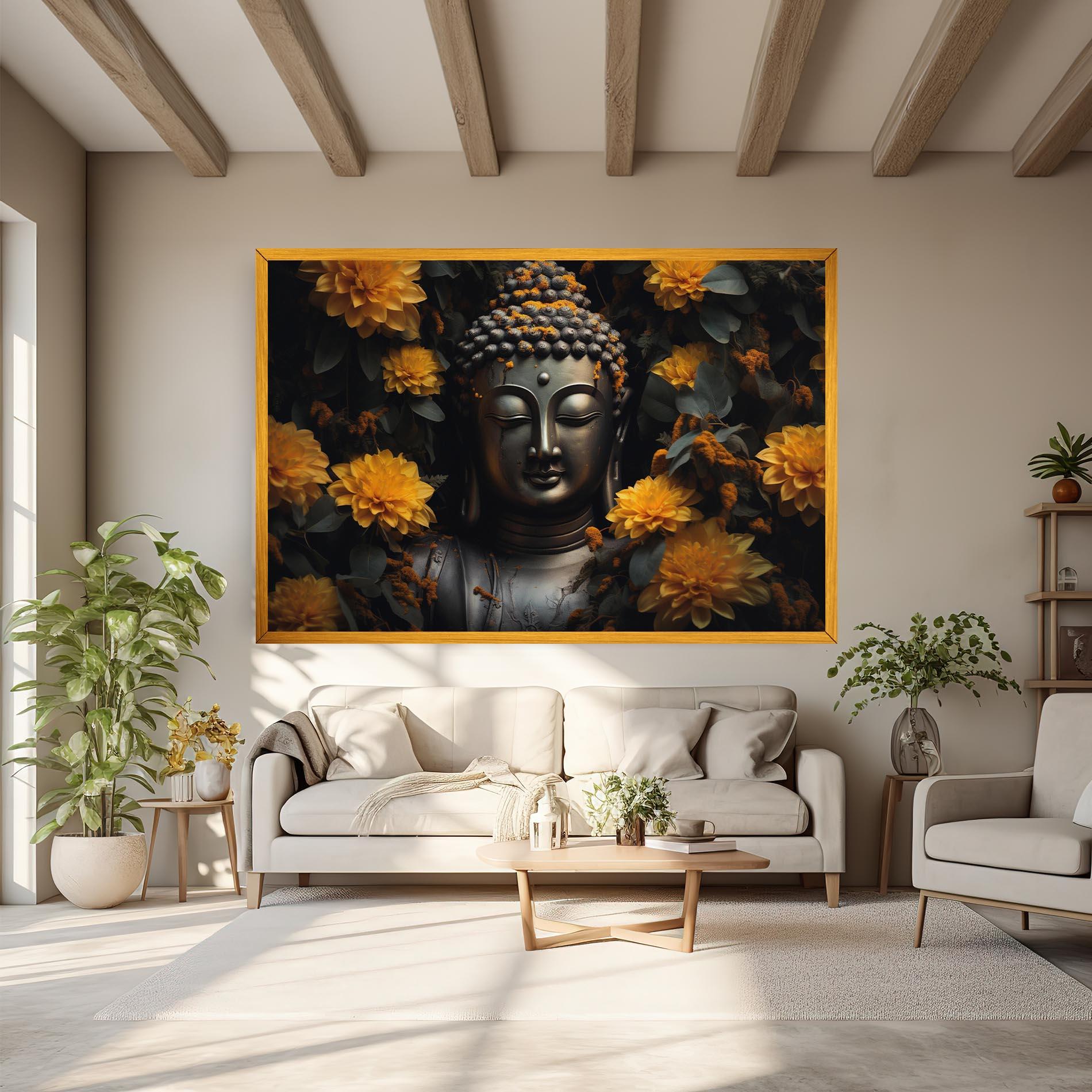 Leinwandbild Buddha Peace Statue mockup 6