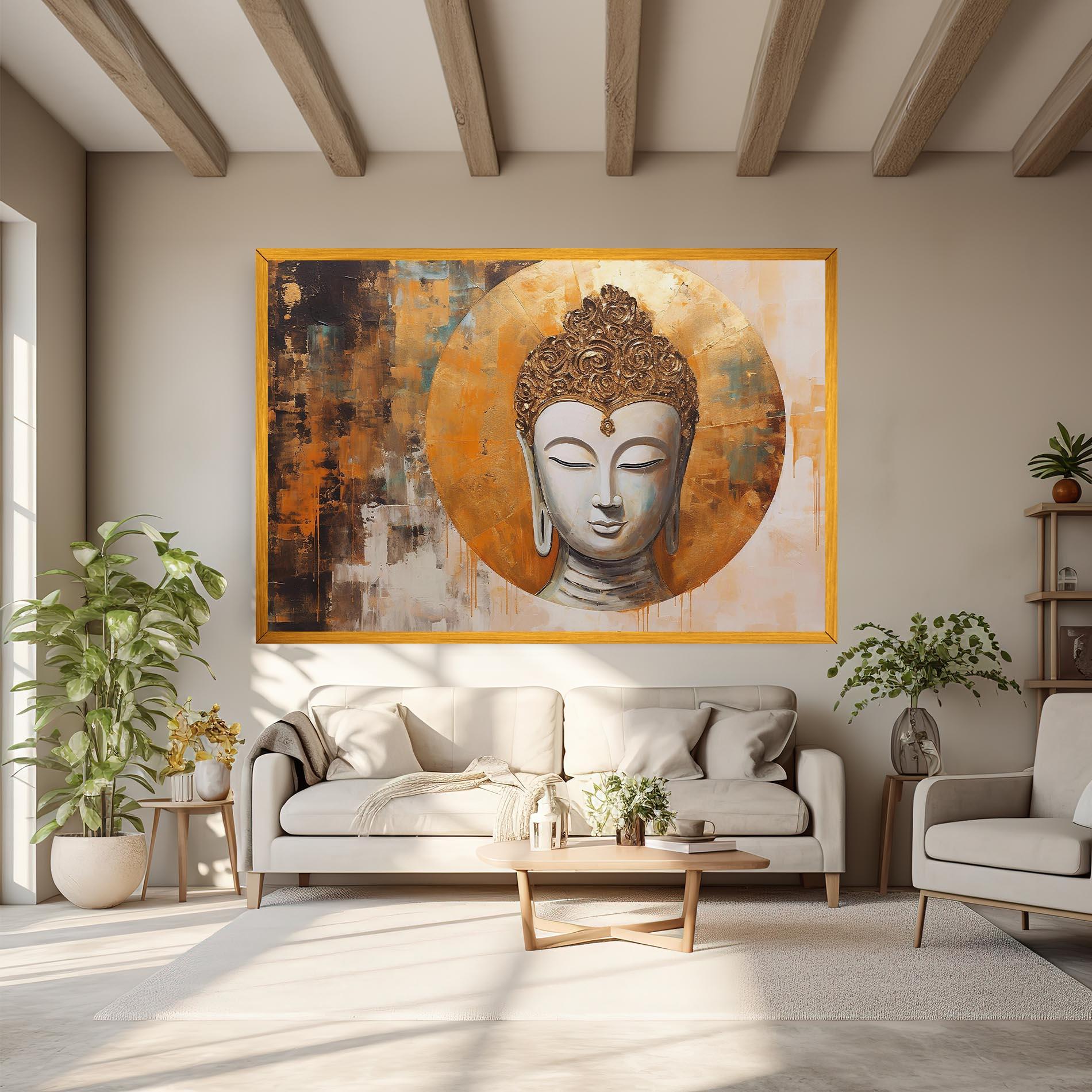 Leinwandbild Cream Circle Buddha mockup 6