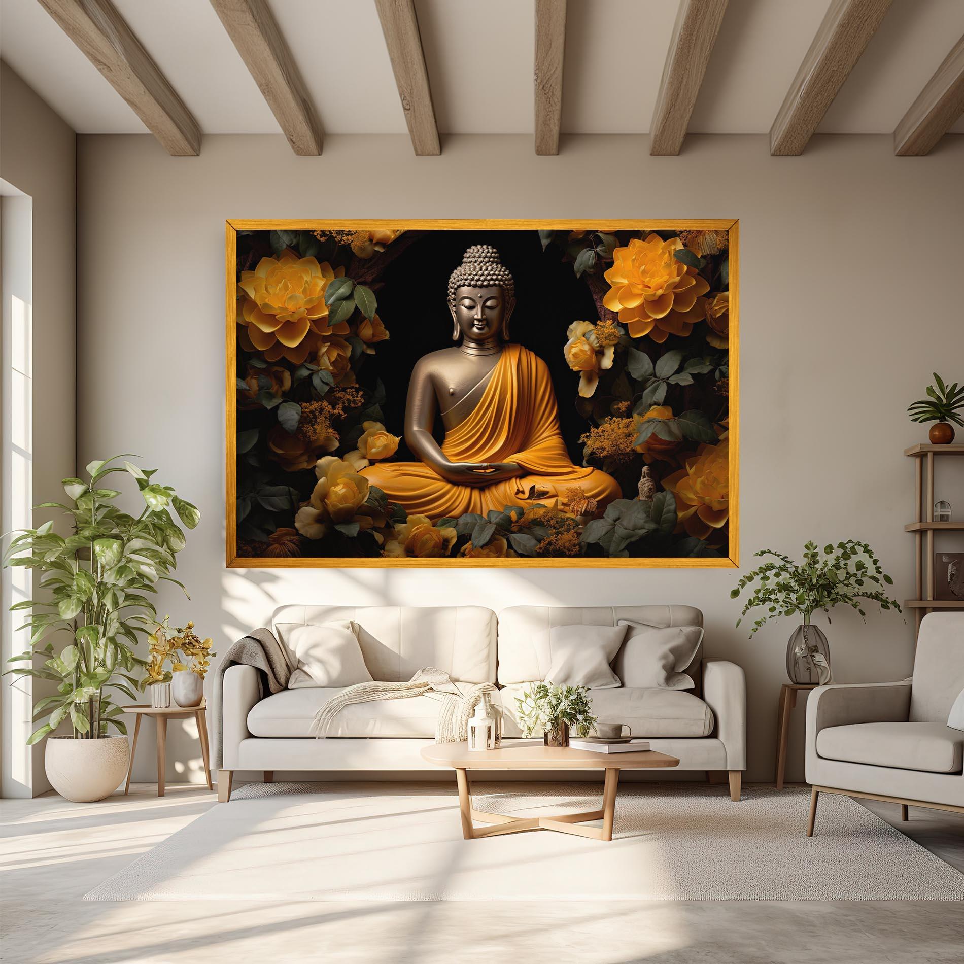 Leinwandbild Gold Buddha Flower mockup 6