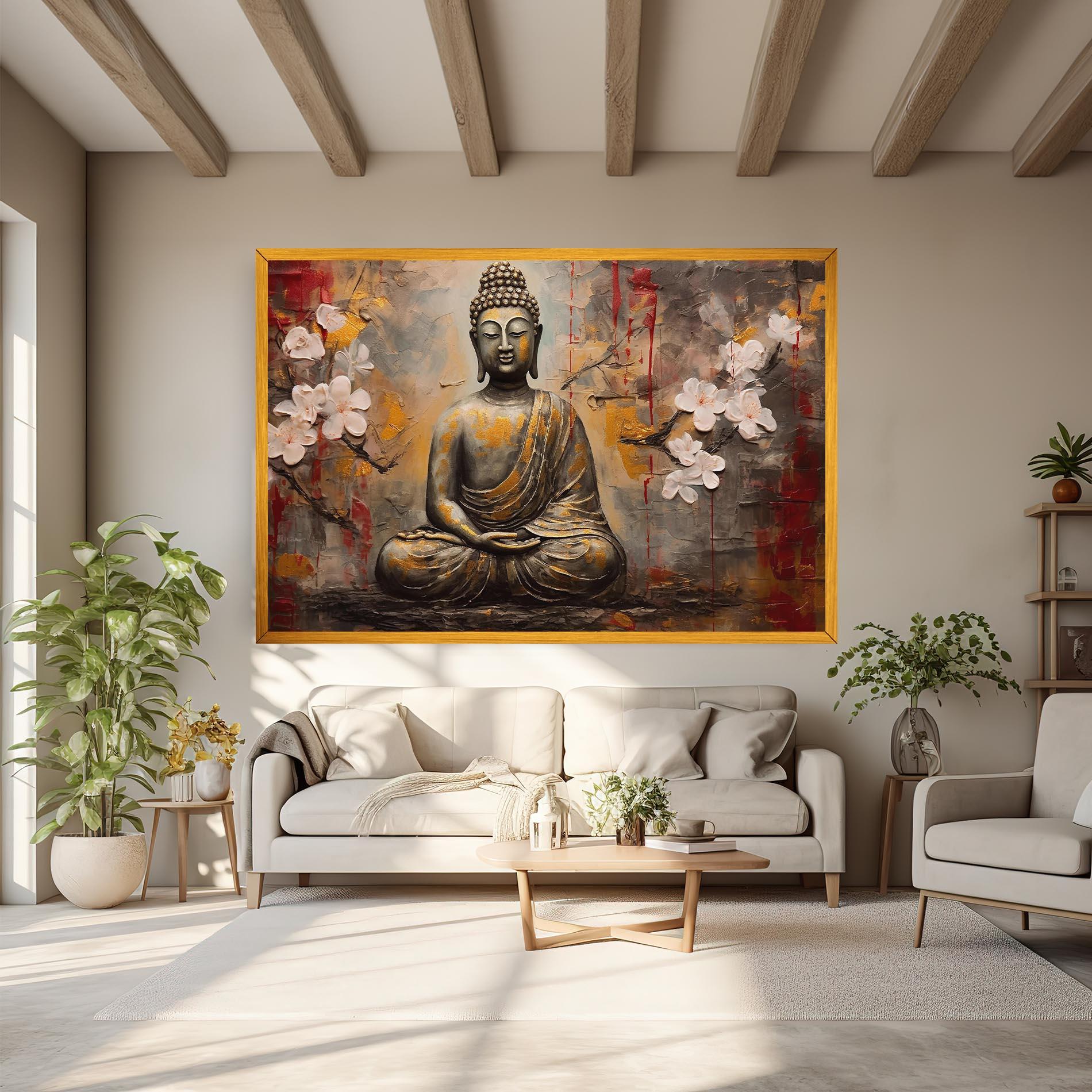 Leinwandbild White Red Buddha mockup 6