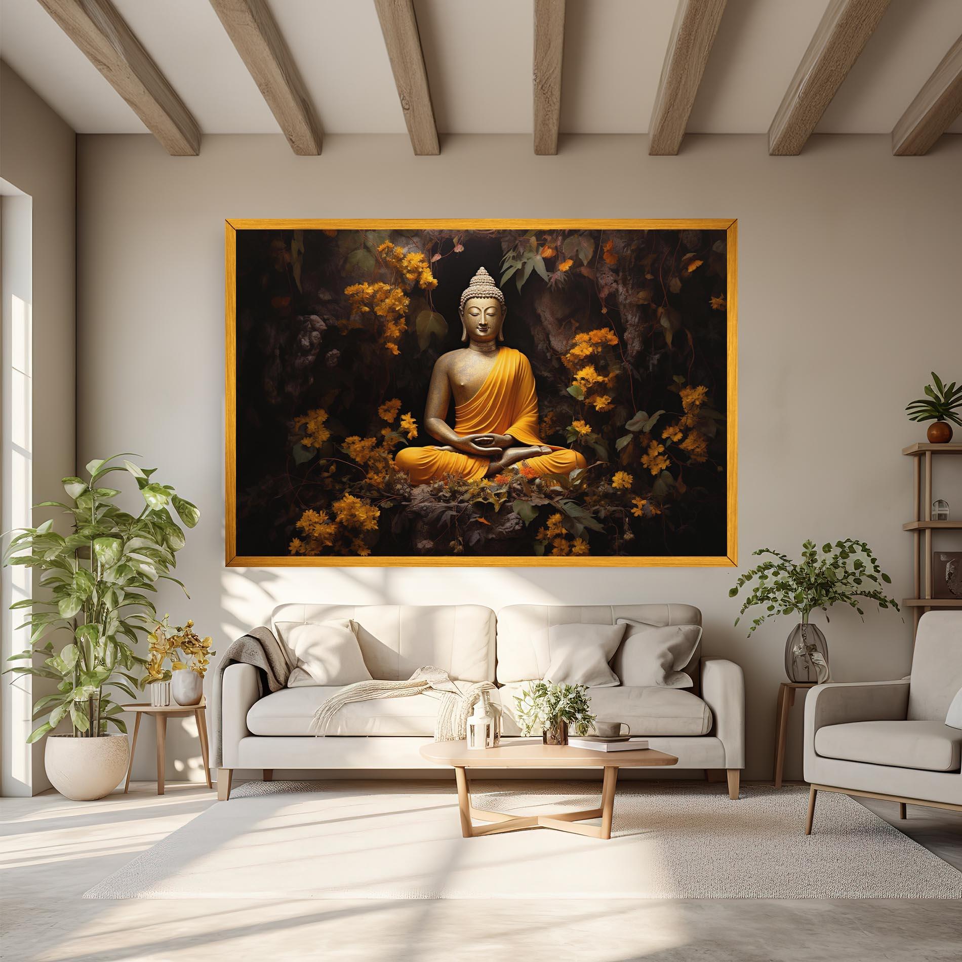 Leinwandbild Yellow Light Buddha mockup 6