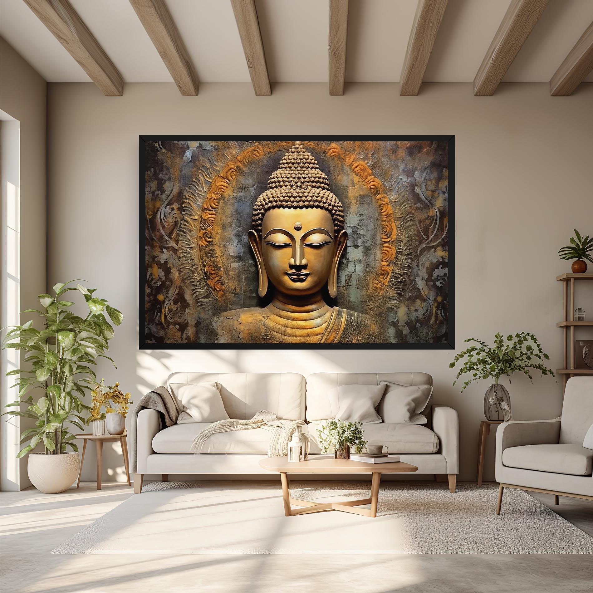 Leinwandbild Buddha 3d Head mockup 6