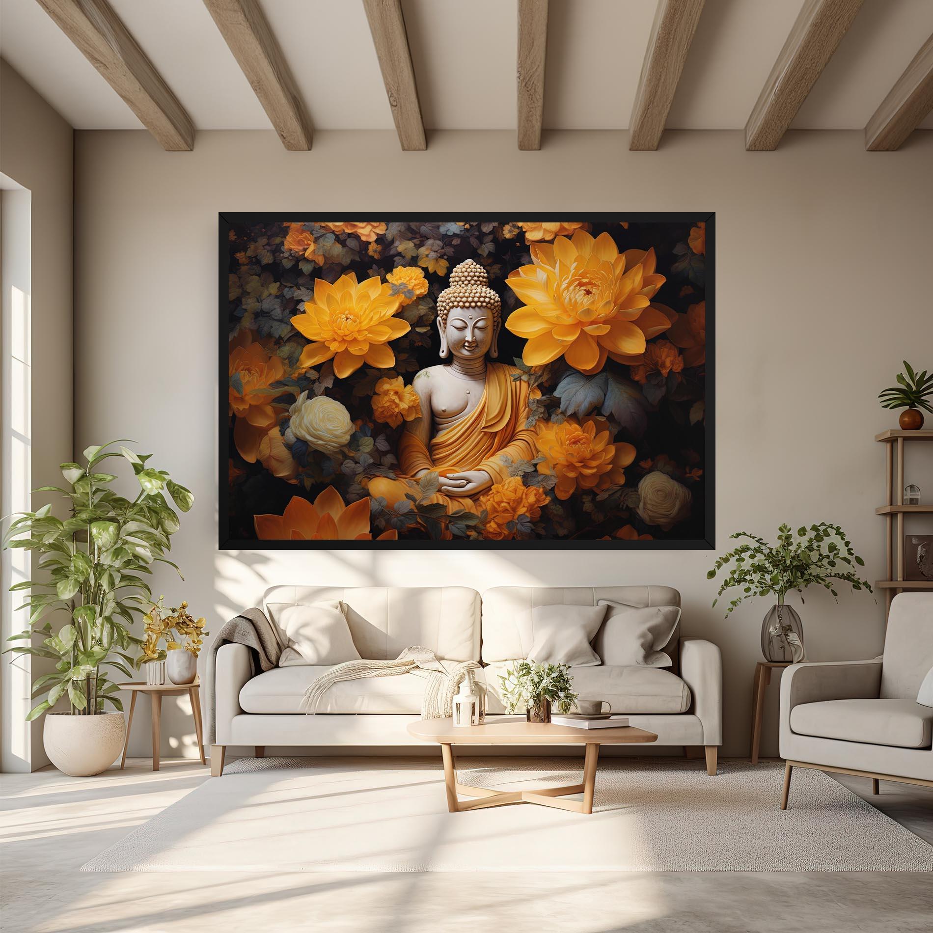Leinwandbild Buddha Big Flowers mockup 6
