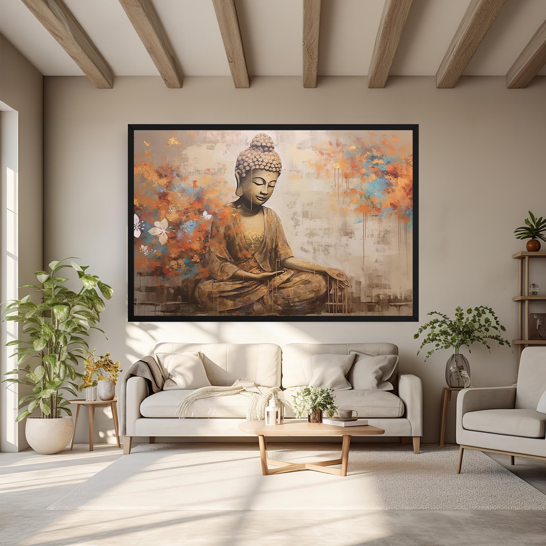 Leinwandbild Buddha Cream Blue mockup 6