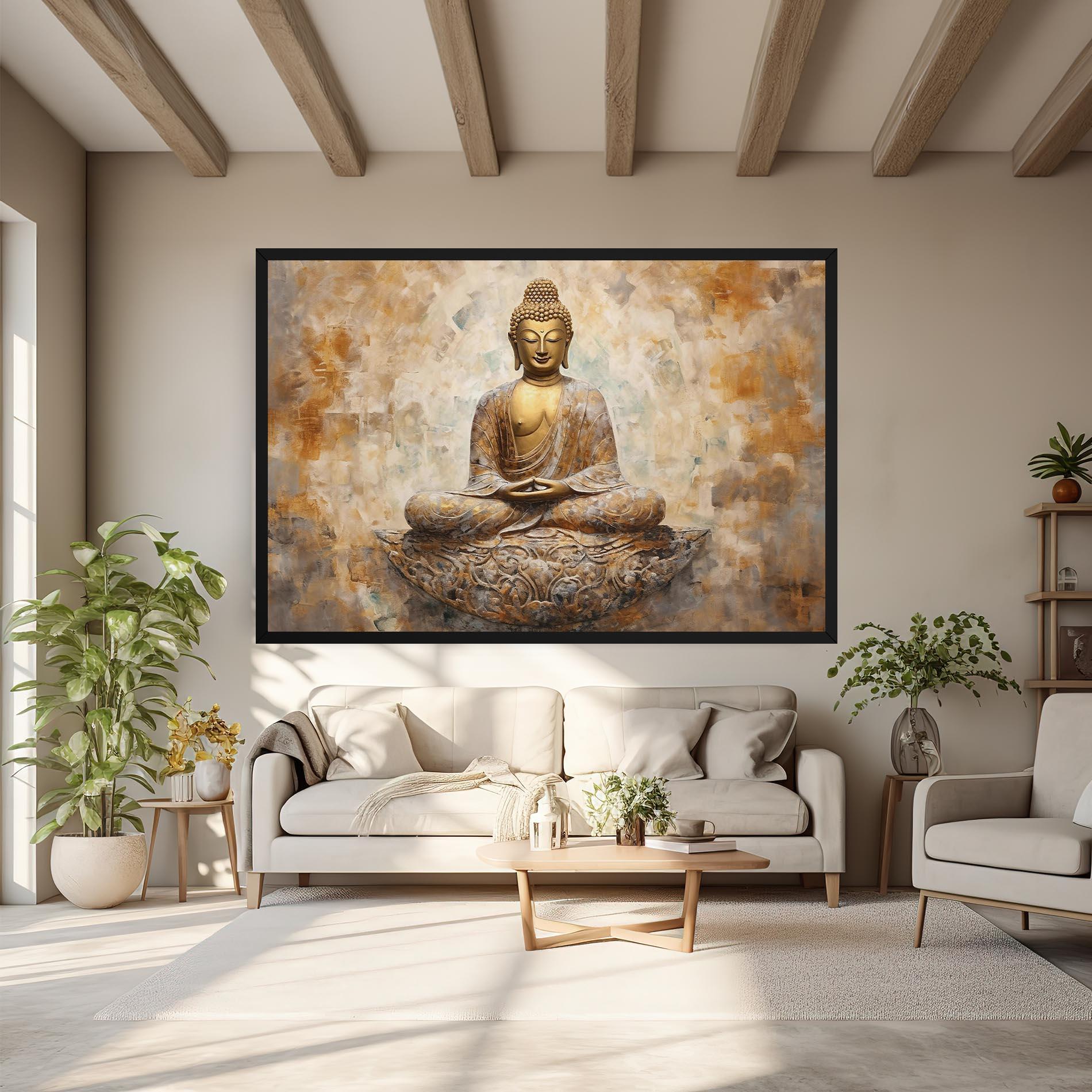 Leinwandbild Cream Buddha Art mockup 6