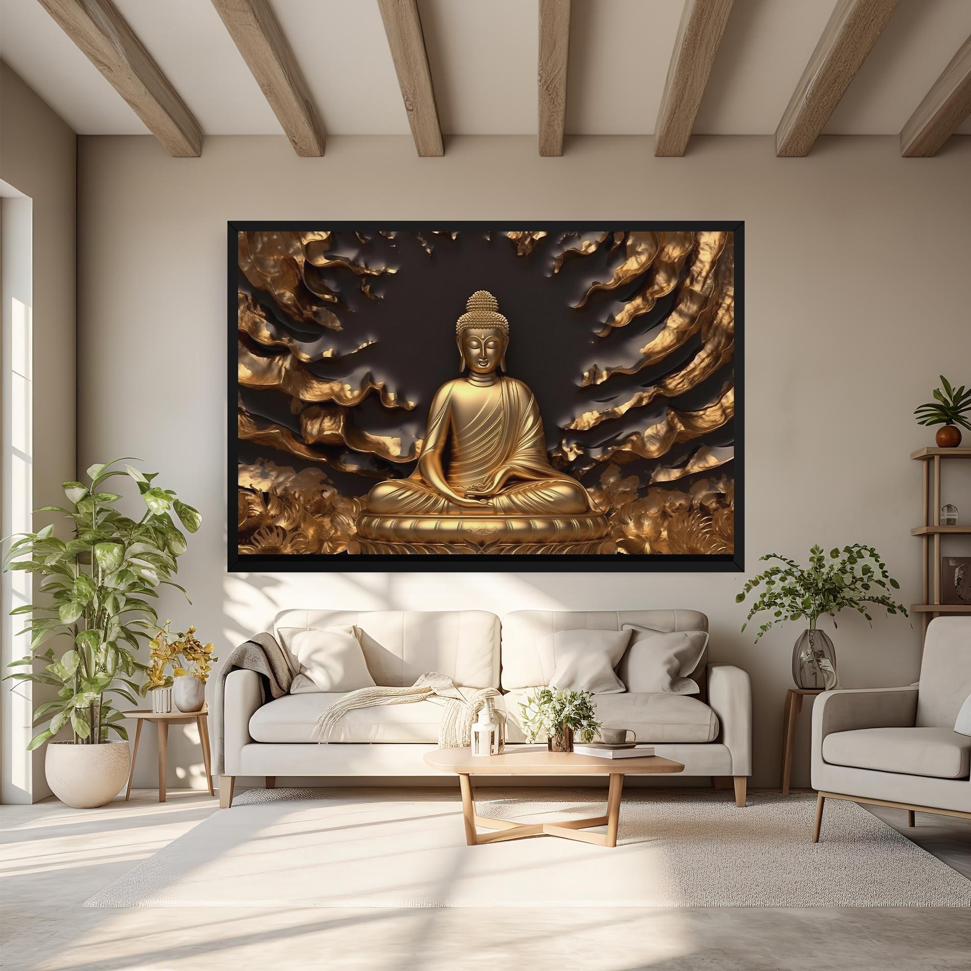 Leinwandbild Gold 3d Buddha mockup 6