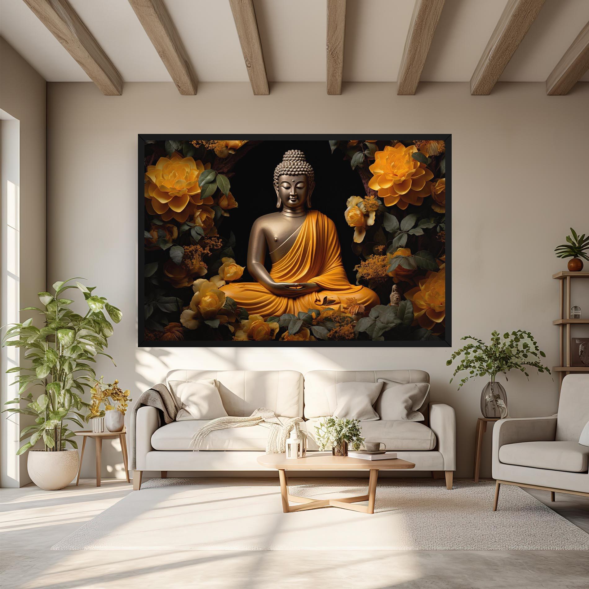 Leinwandbild Gold Buddha Flower mockup 6