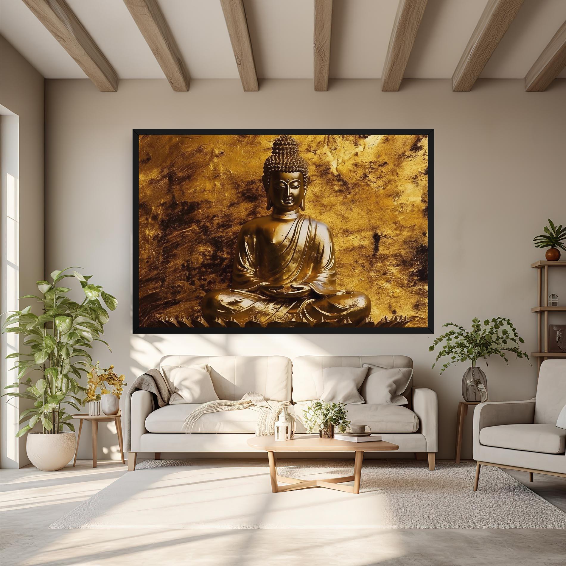 Leinwandbild Statue Gold Buddha mockup 6