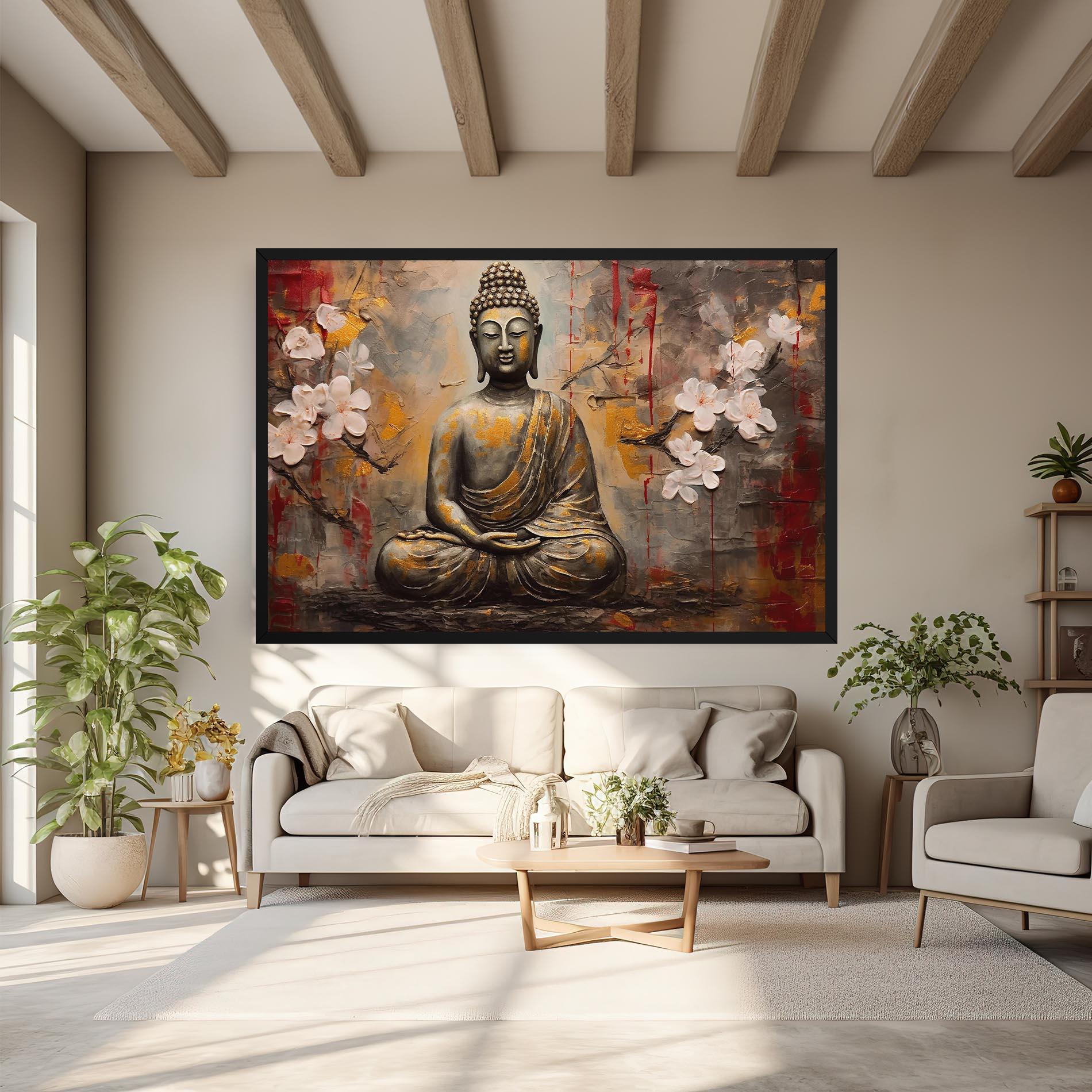 Leinwandbild White Red Buddha mockup 6