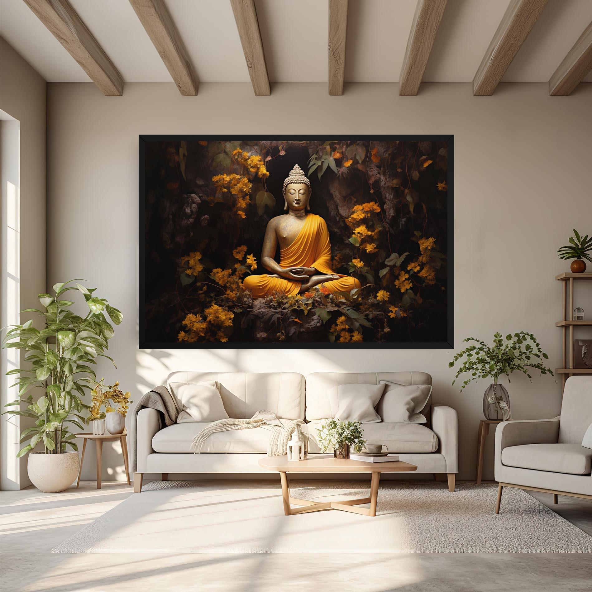 Leinwandbild Yellow Light Buddha mockup 6