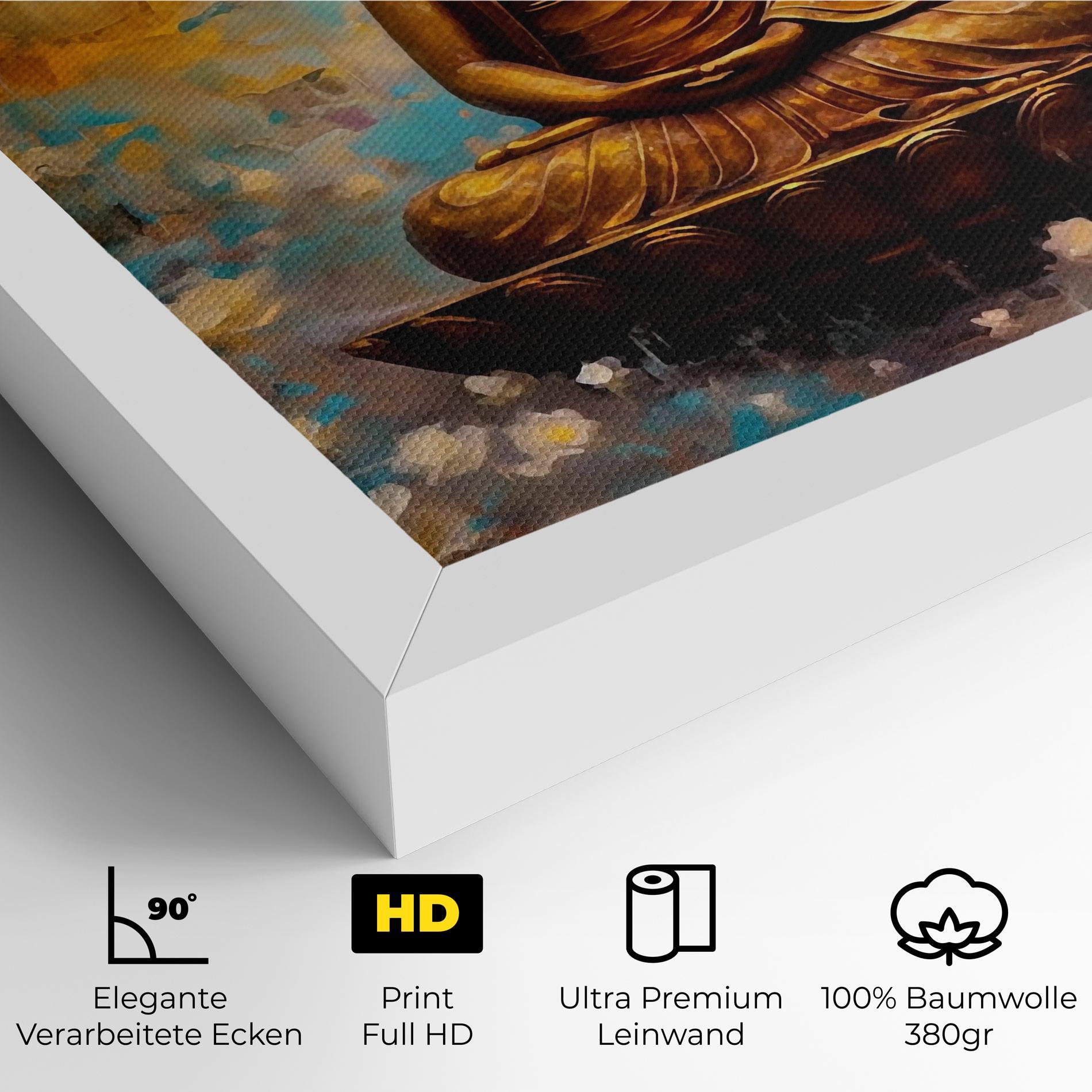 Leinwandbild Blue Gold Buddha mockup 4