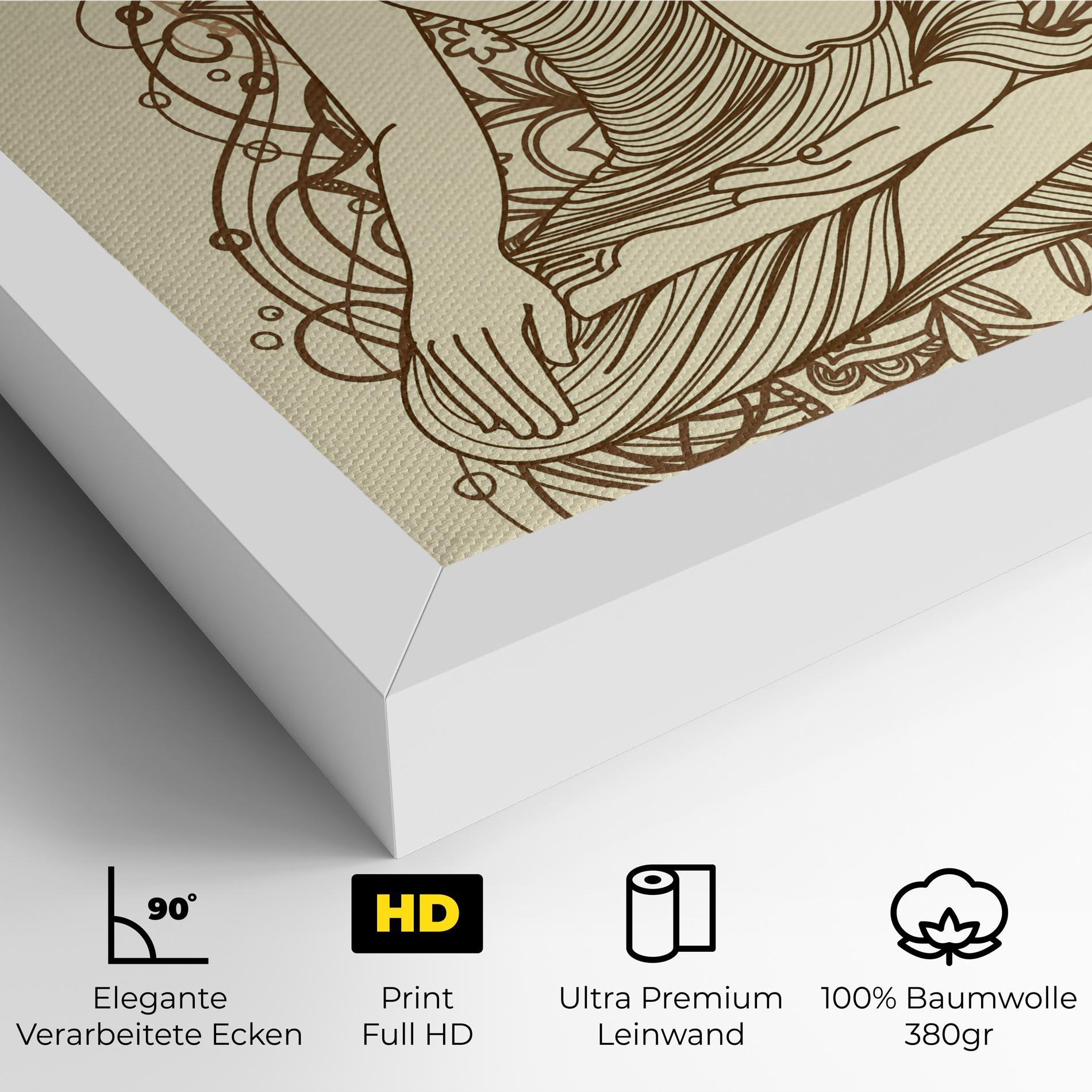 Leinwandbild Brown Line Buddha mockup 4