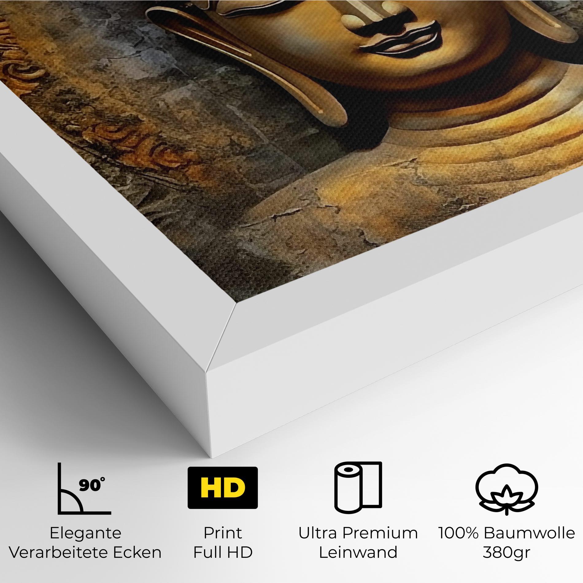 Leinwandbild Buddha 3d Head mockup 4