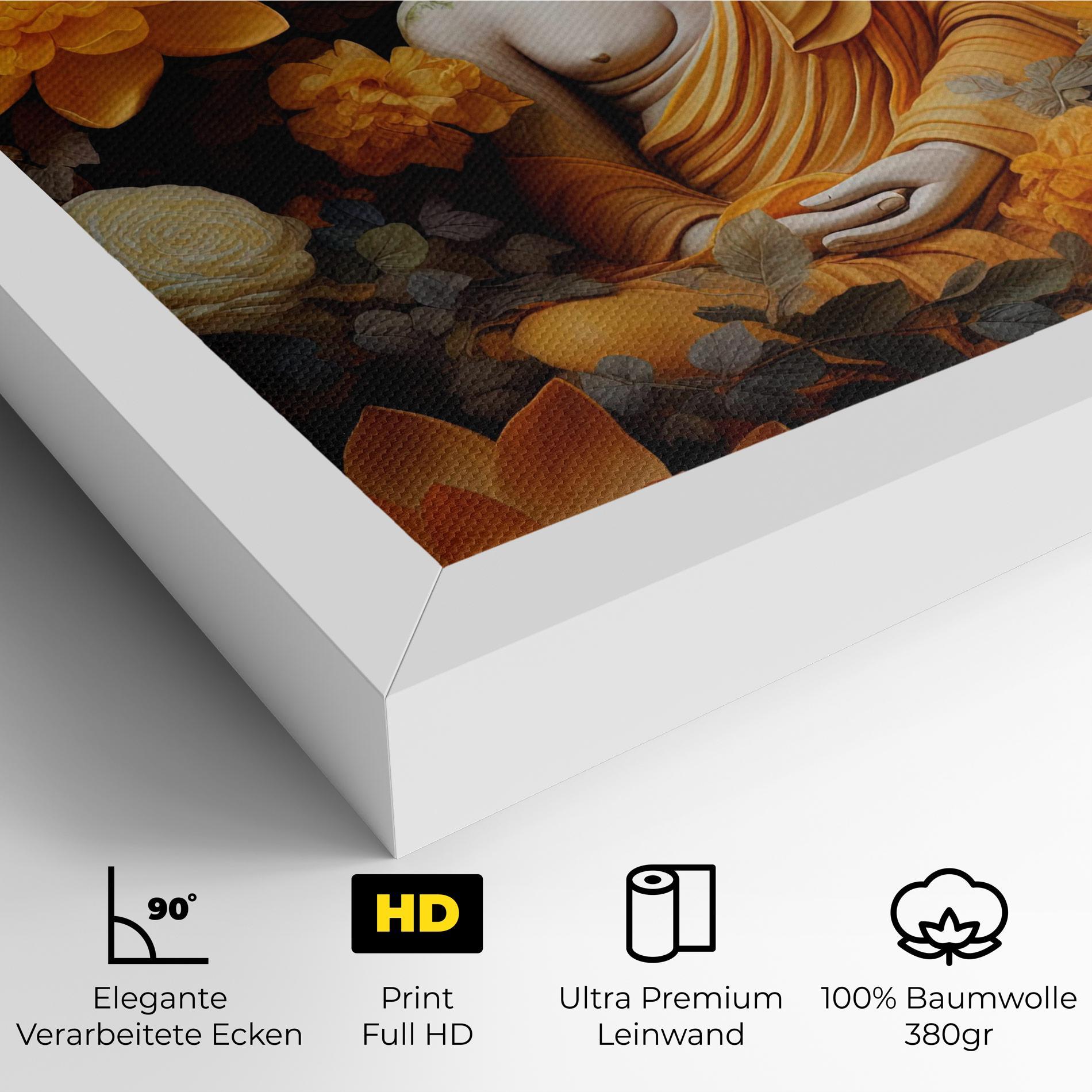 Leinwandbild Buddha Big Flowers mockup 4
