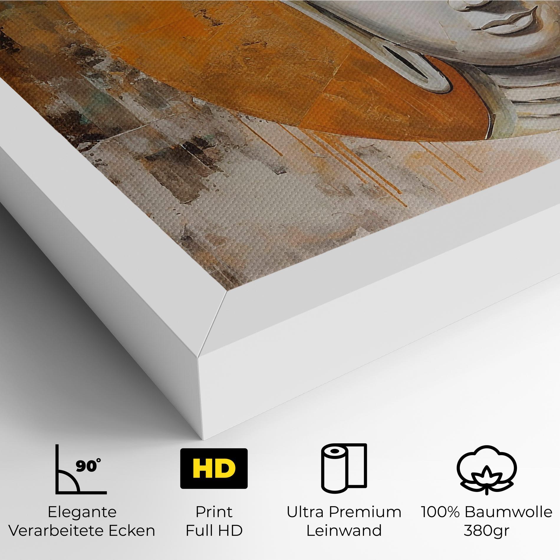 Leinwandbild Cream Circle Buddha mockup 4