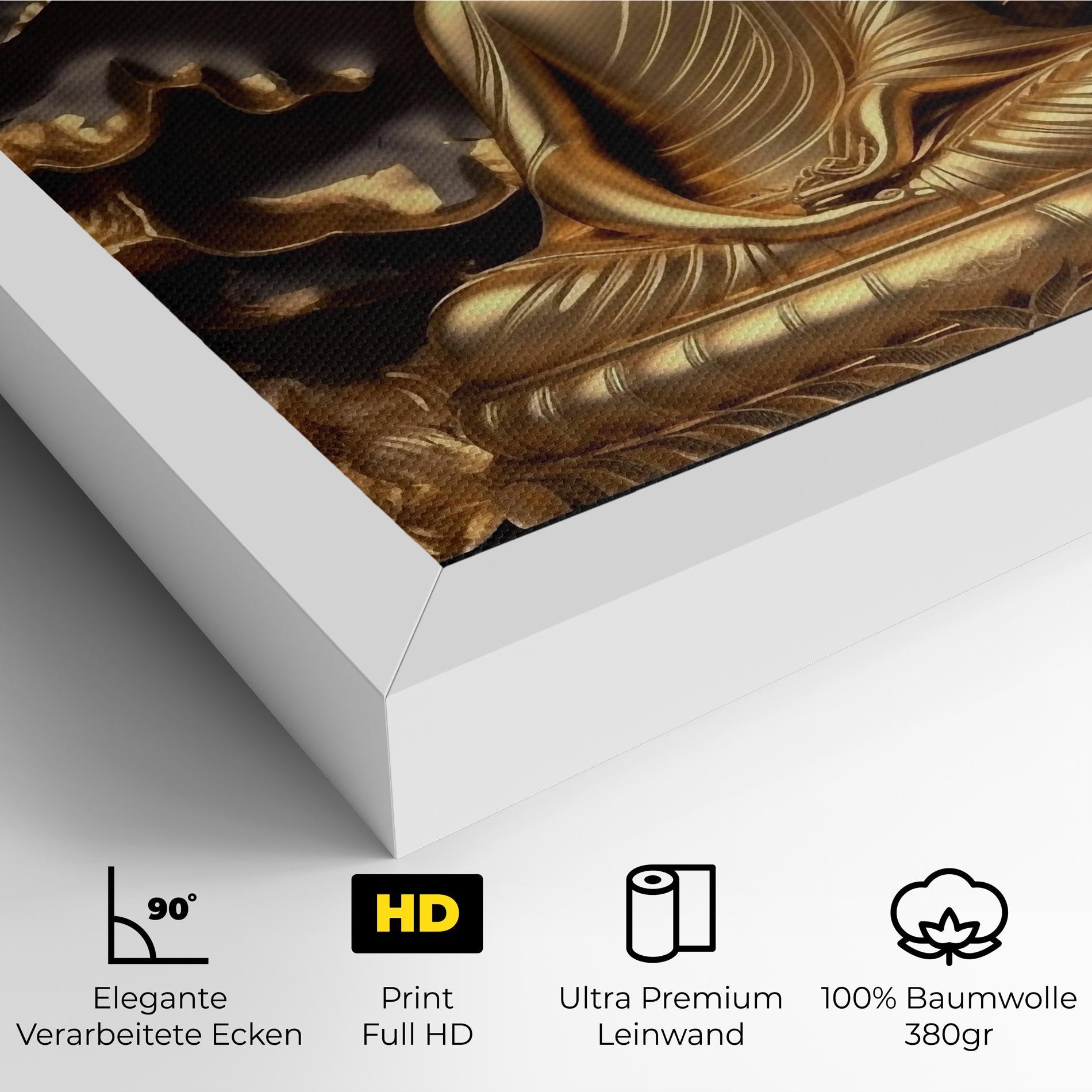 Leinwandbild Gold 3d Buddha mockup 4