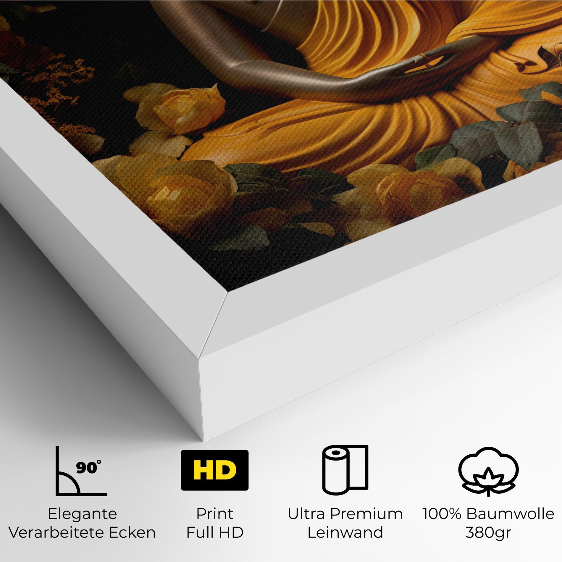 Leinwandbild Gold Buddha Flower mockup 4