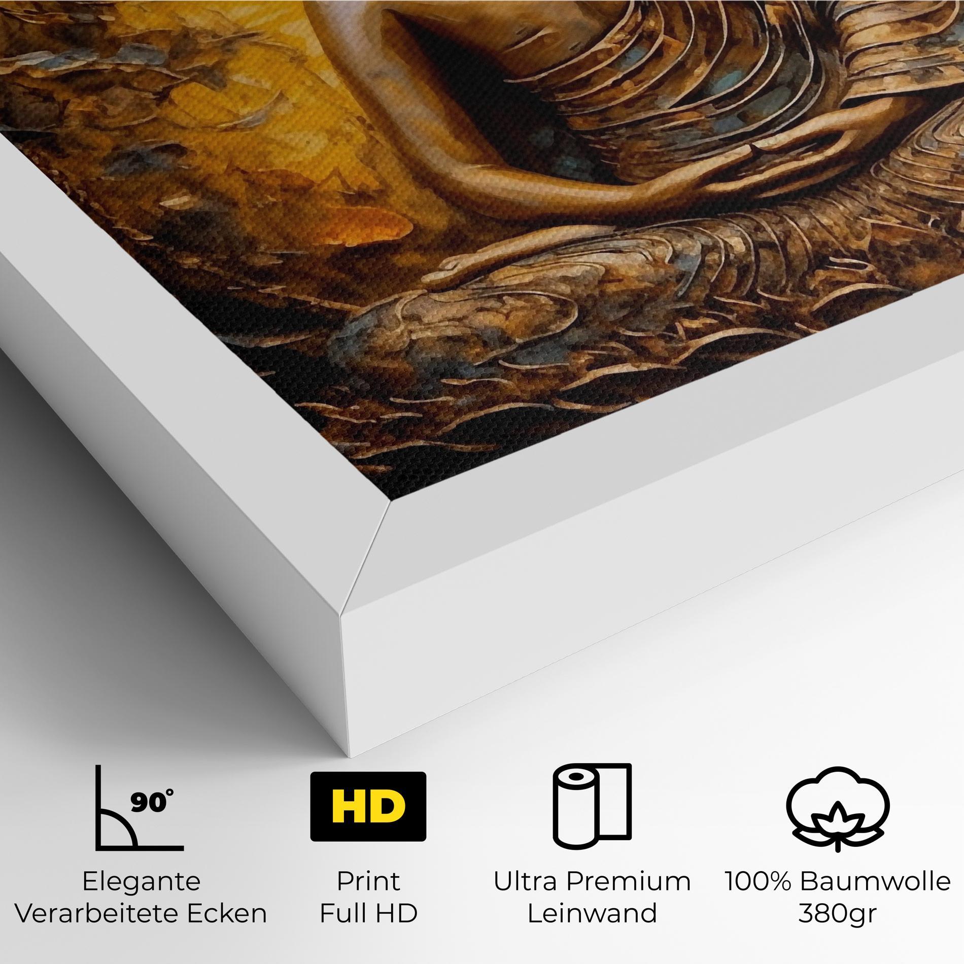 Leinwandbild Gold Grey Buddha mockup 4