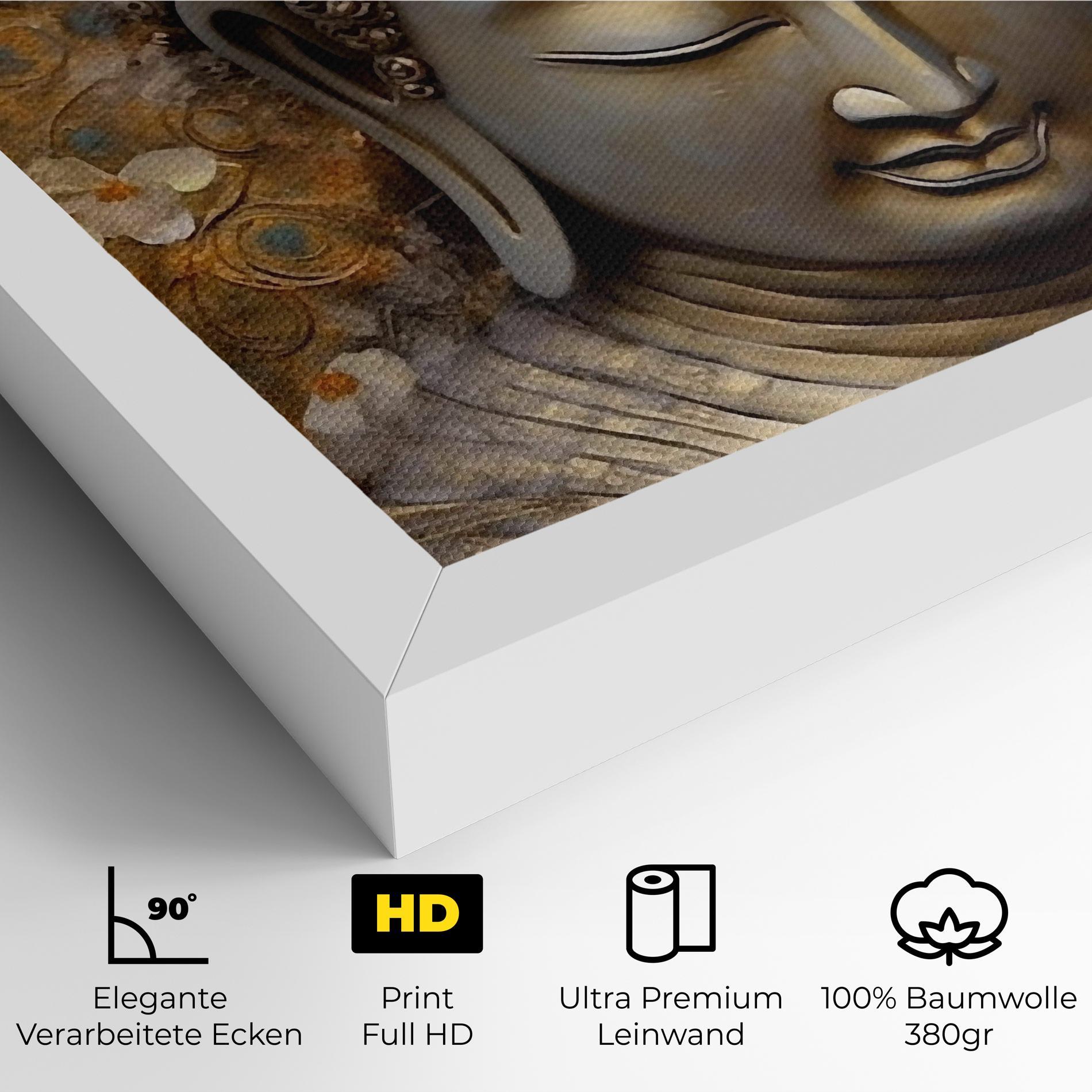 Leinwandbild White Flower Buddha Art mockup 4