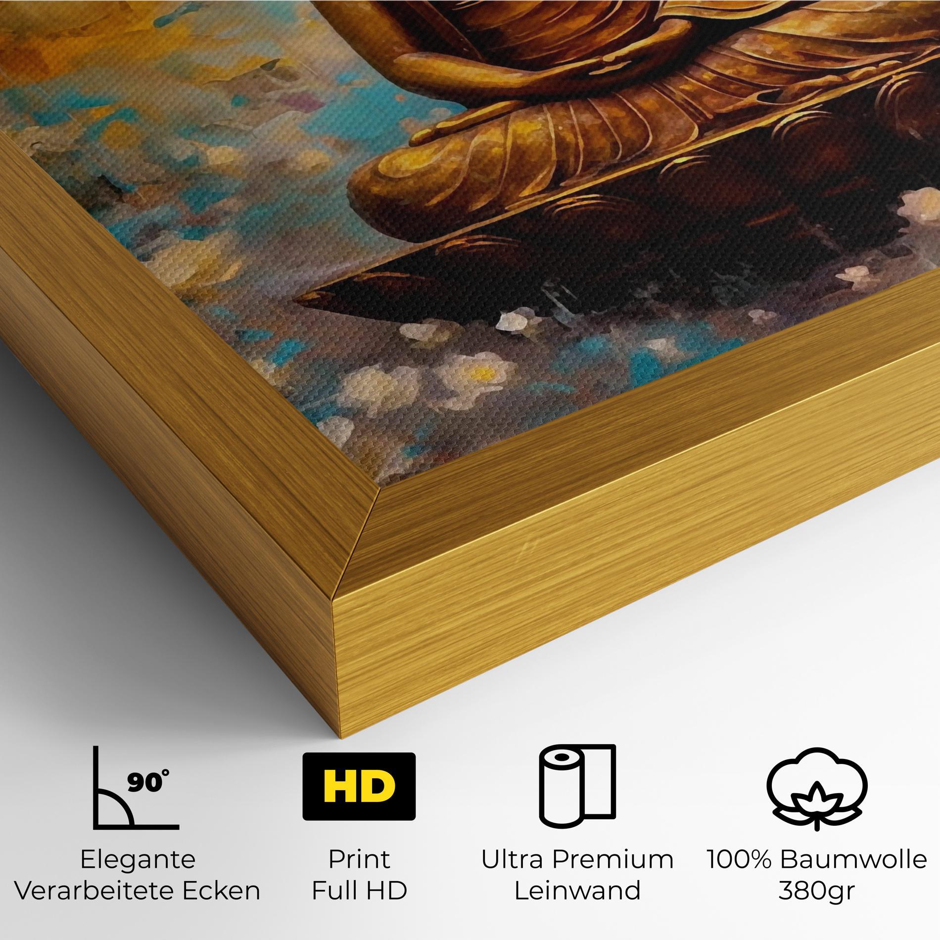 Leinwandbild Blue Gold Buddha mockup 4