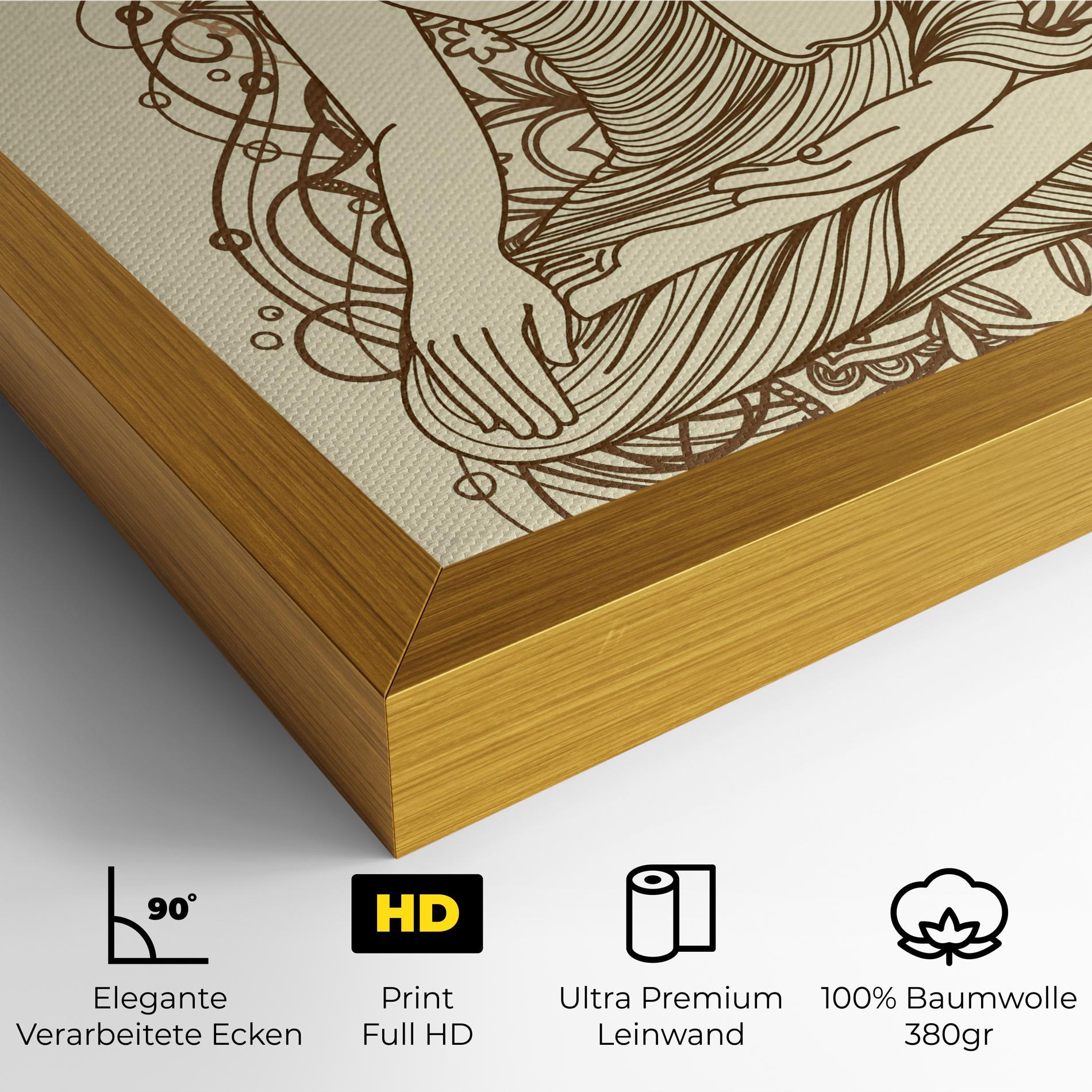 Leinwandbild Brown Line Buddha mockup 4