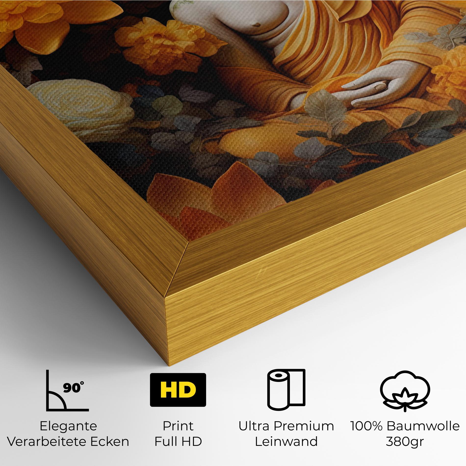 Leinwandbild Buddha Big Flowers mockup 4