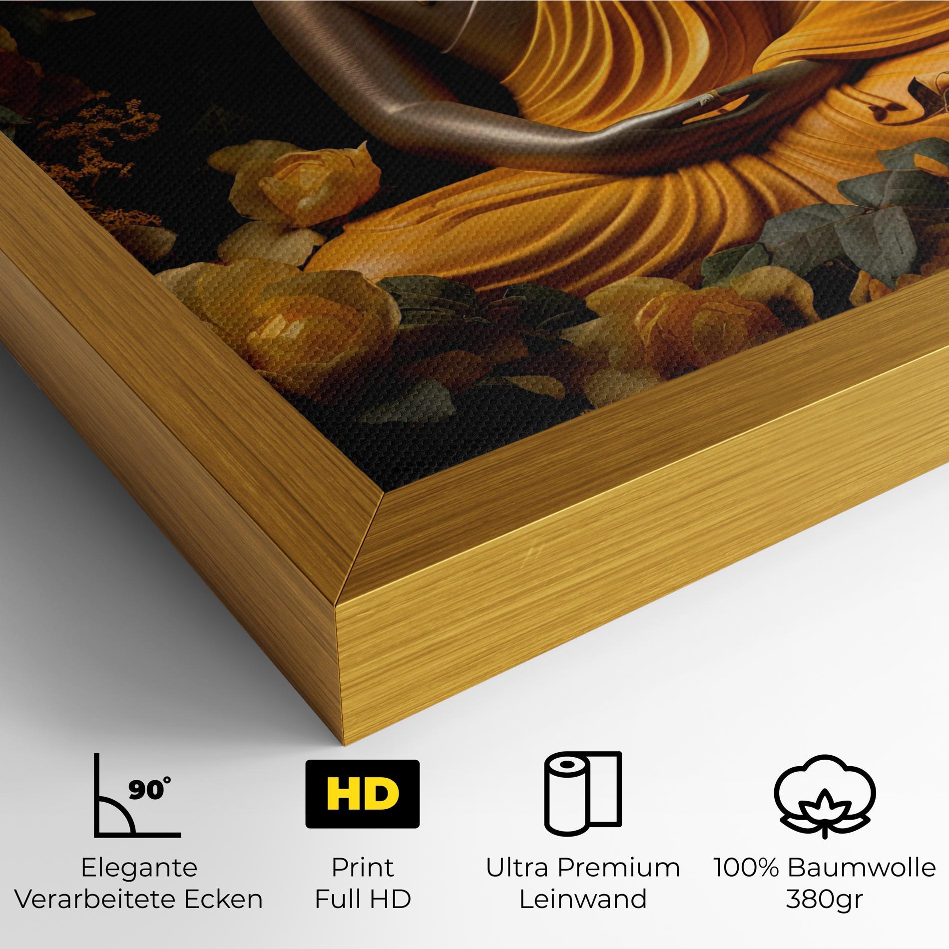 Leinwandbild Gold Buddha Flower mockup 4