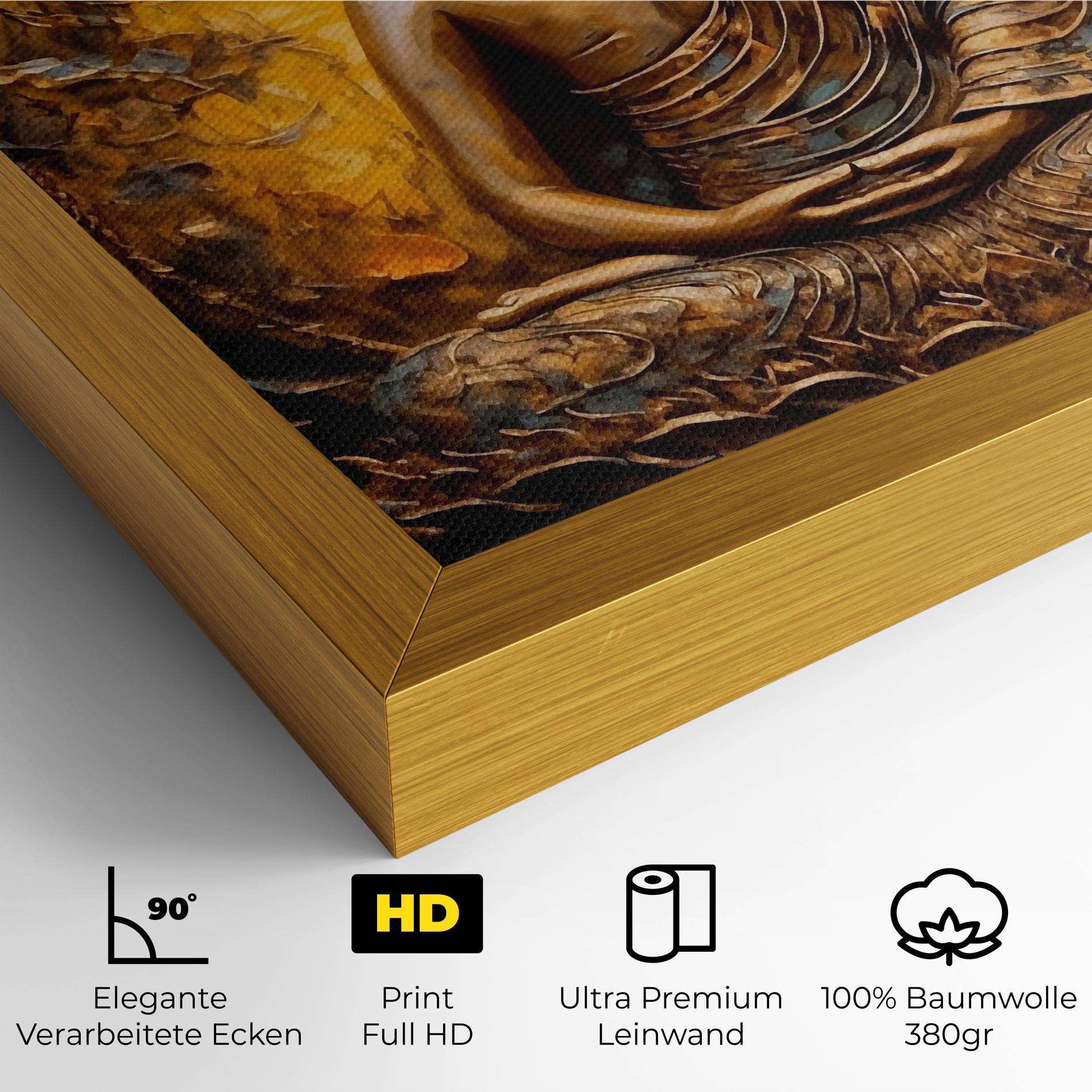 Leinwandbild Gold Grey Buddha mockup 4