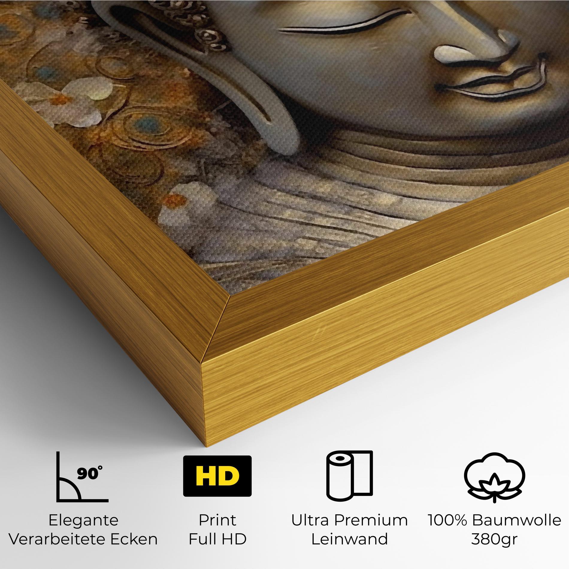 Leinwandbild White Flower Buddha Art mockup 4