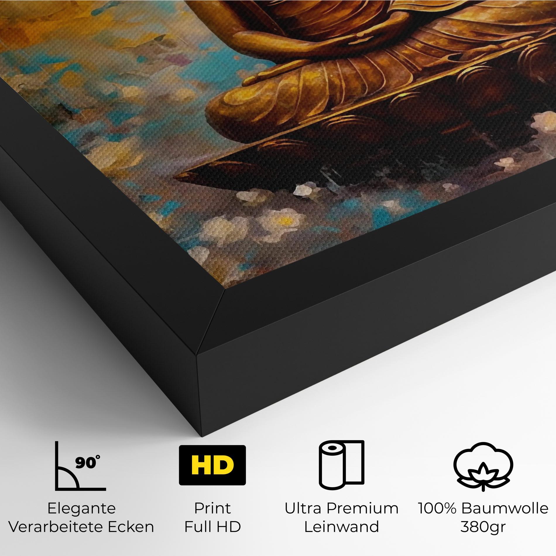 Leinwandbild Blue Gold Buddha mockup 4