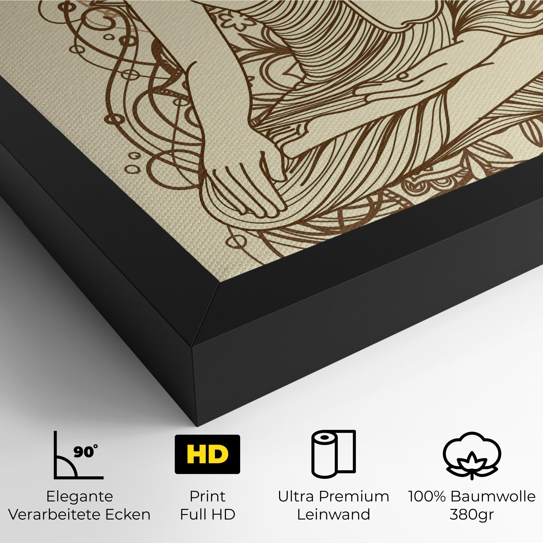 Leinwandbild Brown Line Buddha mockup 4
