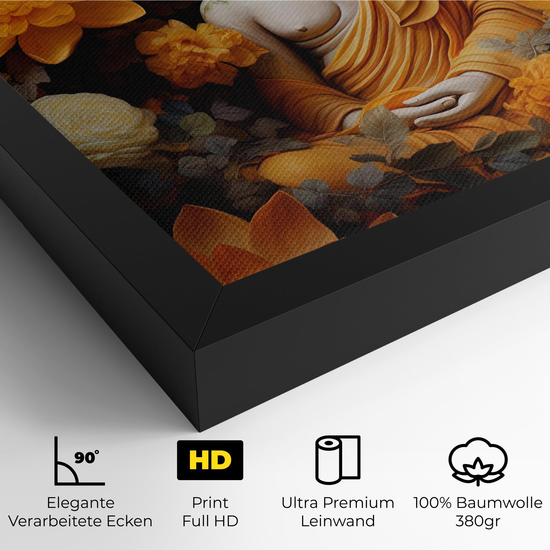 Leinwandbild Buddha Big Flowers mockup 4