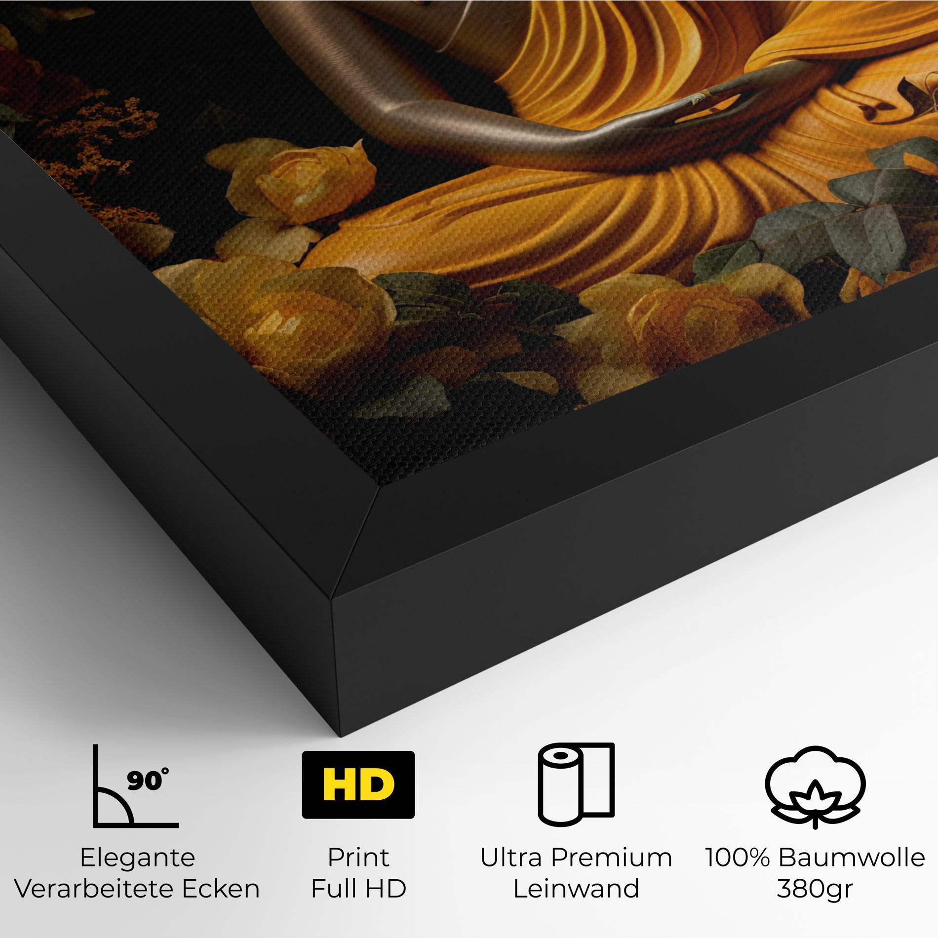 Leinwandbild Gold Buddha Flower mockup 4