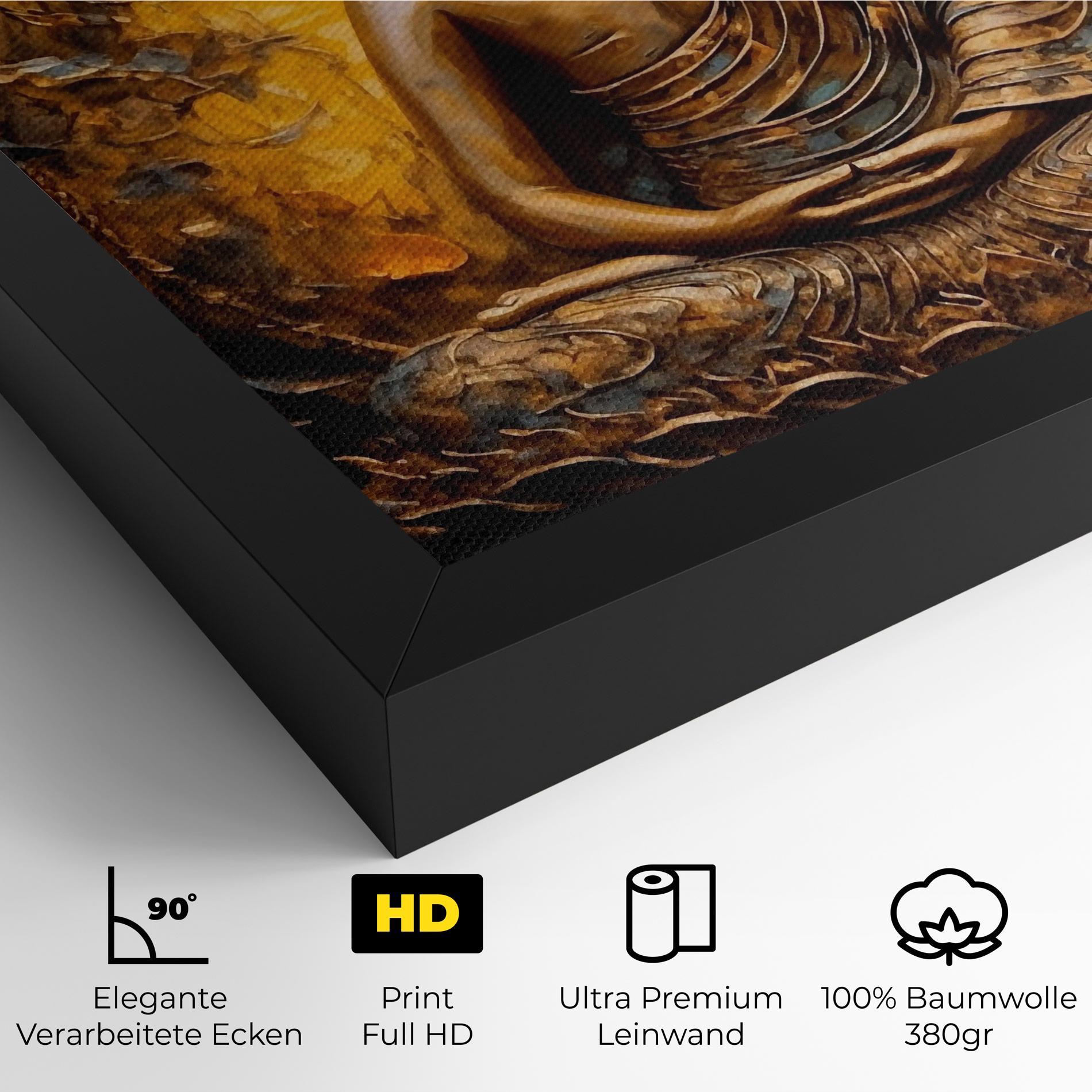 Leinwandbild Gold Grey Buddha mockup 4