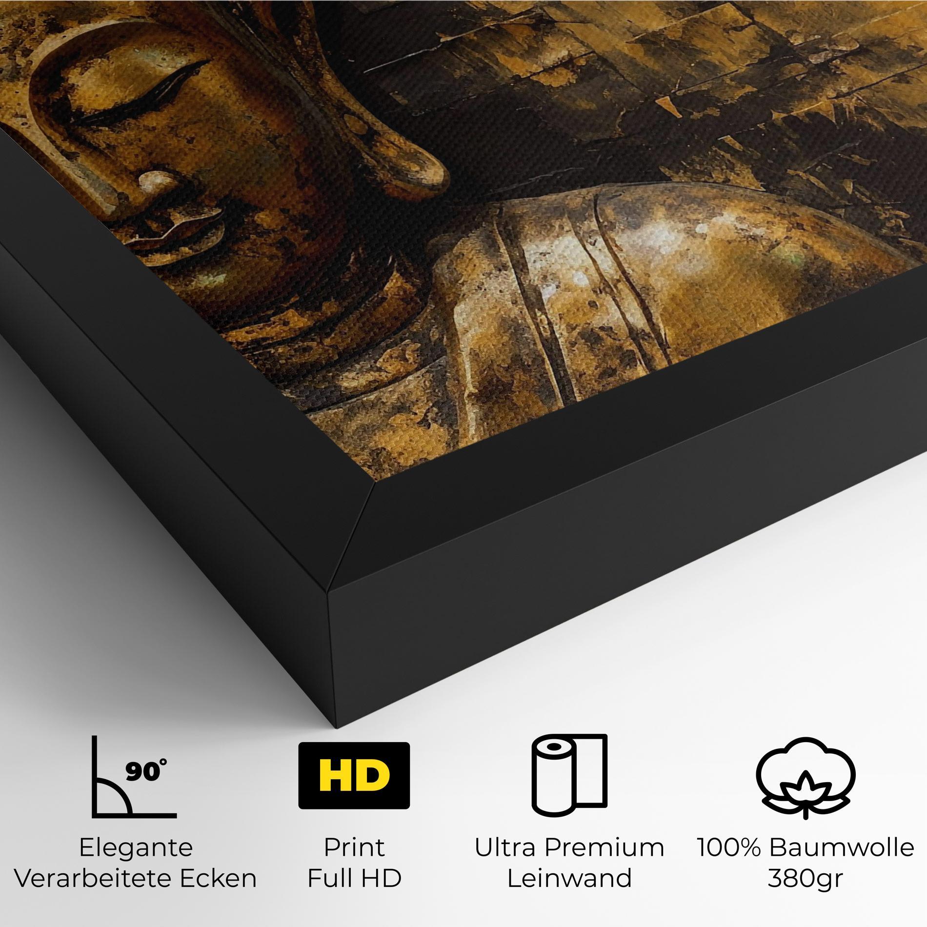Leinwandbild Gold Paint Buddha mockup 4