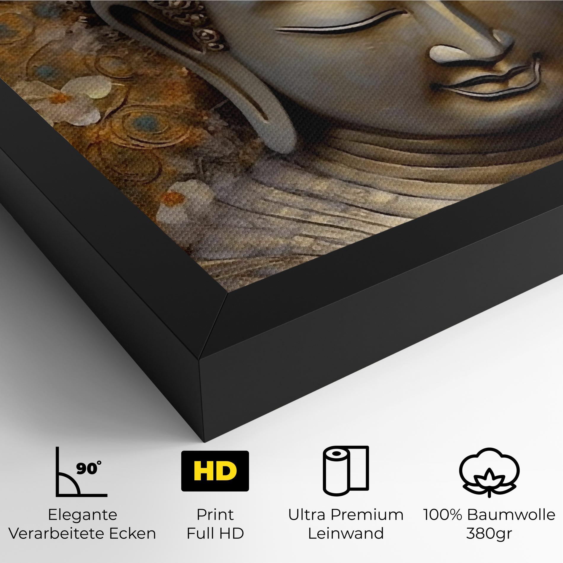 Leinwandbild White Flower Buddha Art mockup 4