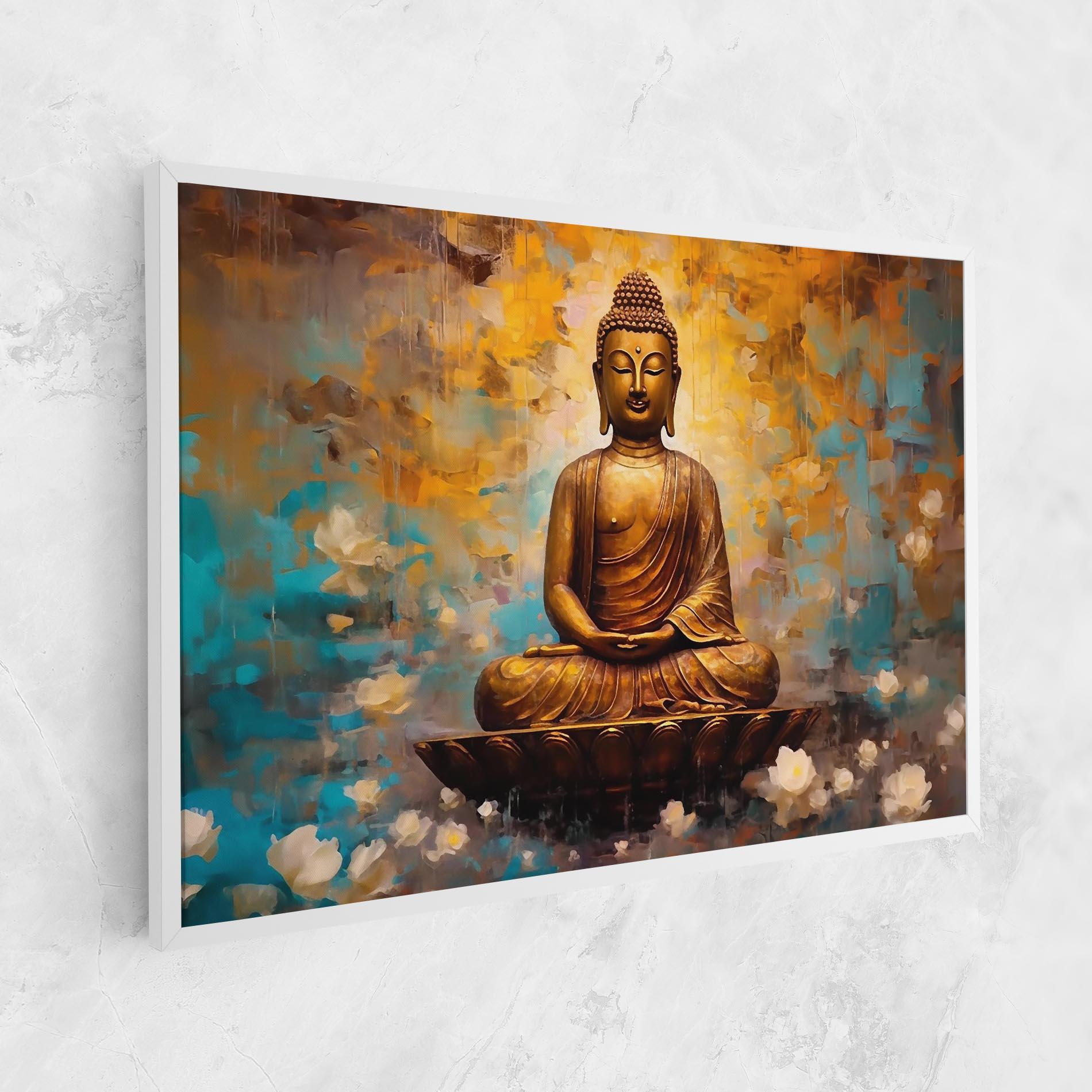 Leinwandbild Blue Gold Buddha mockup 1