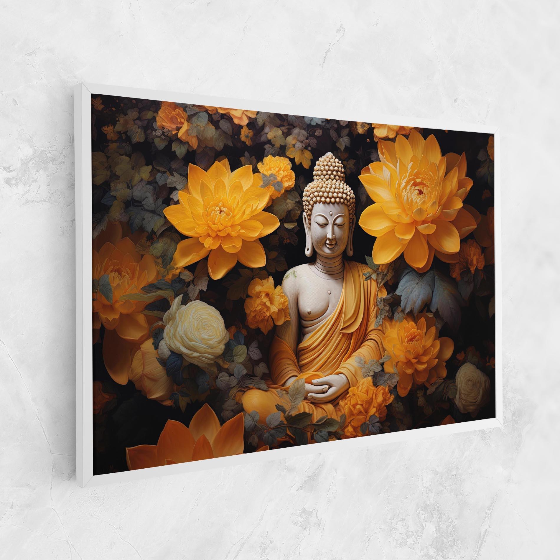 Leinwandbild Buddha Big Flowers mockup 1