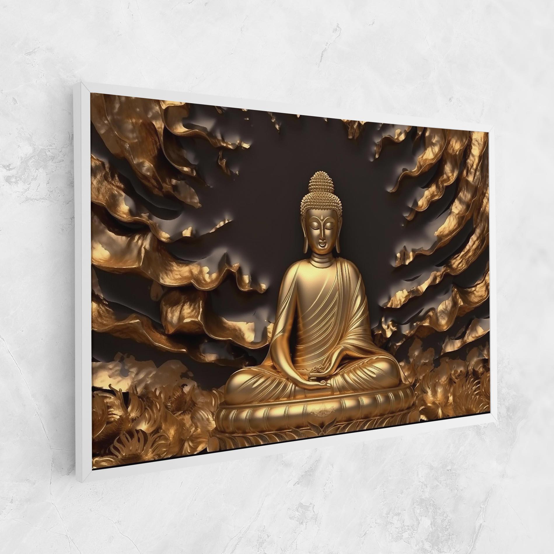 Leinwandbild Gold 3d Buddha mockup 1