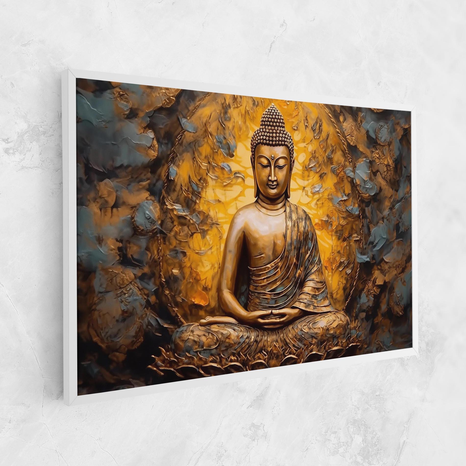 Leinwandbild Gold Grey Buddha mockup 1