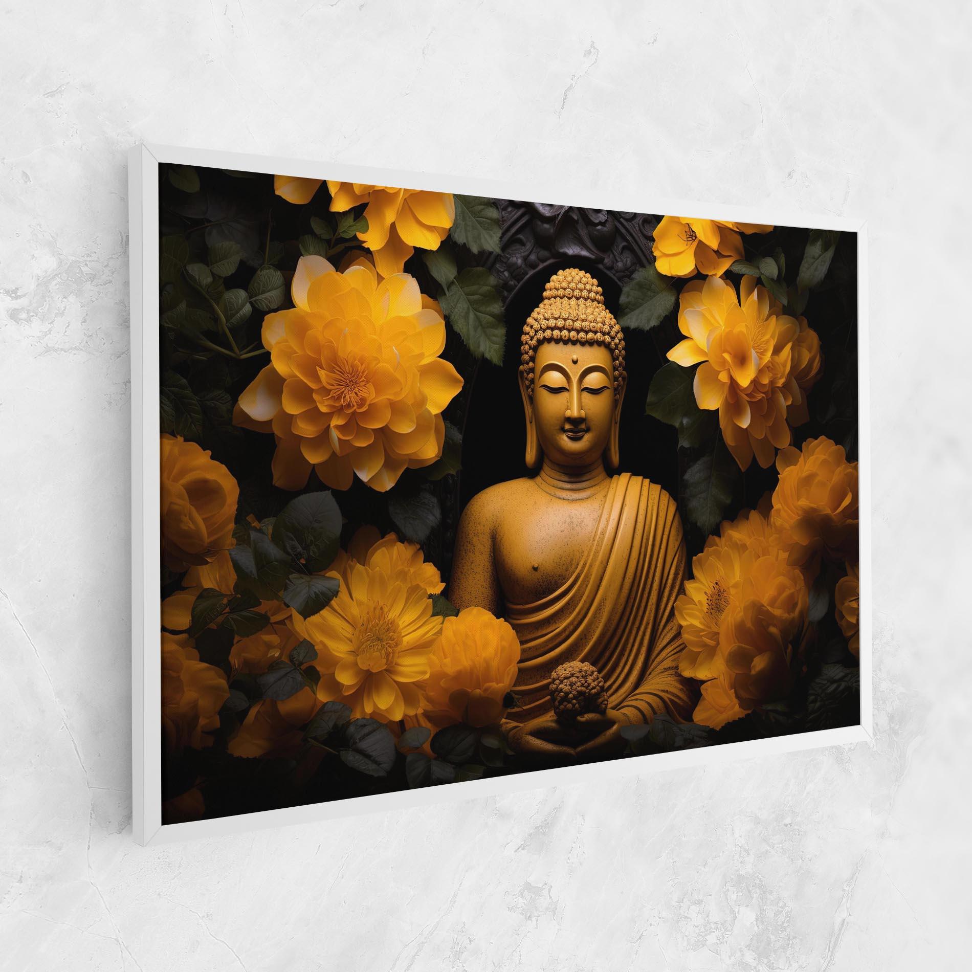 Leinwandbild Vecteezy_buddha Statue Surrounded By Yellow Flowers Ai Generated_27745002_860 mockup 1