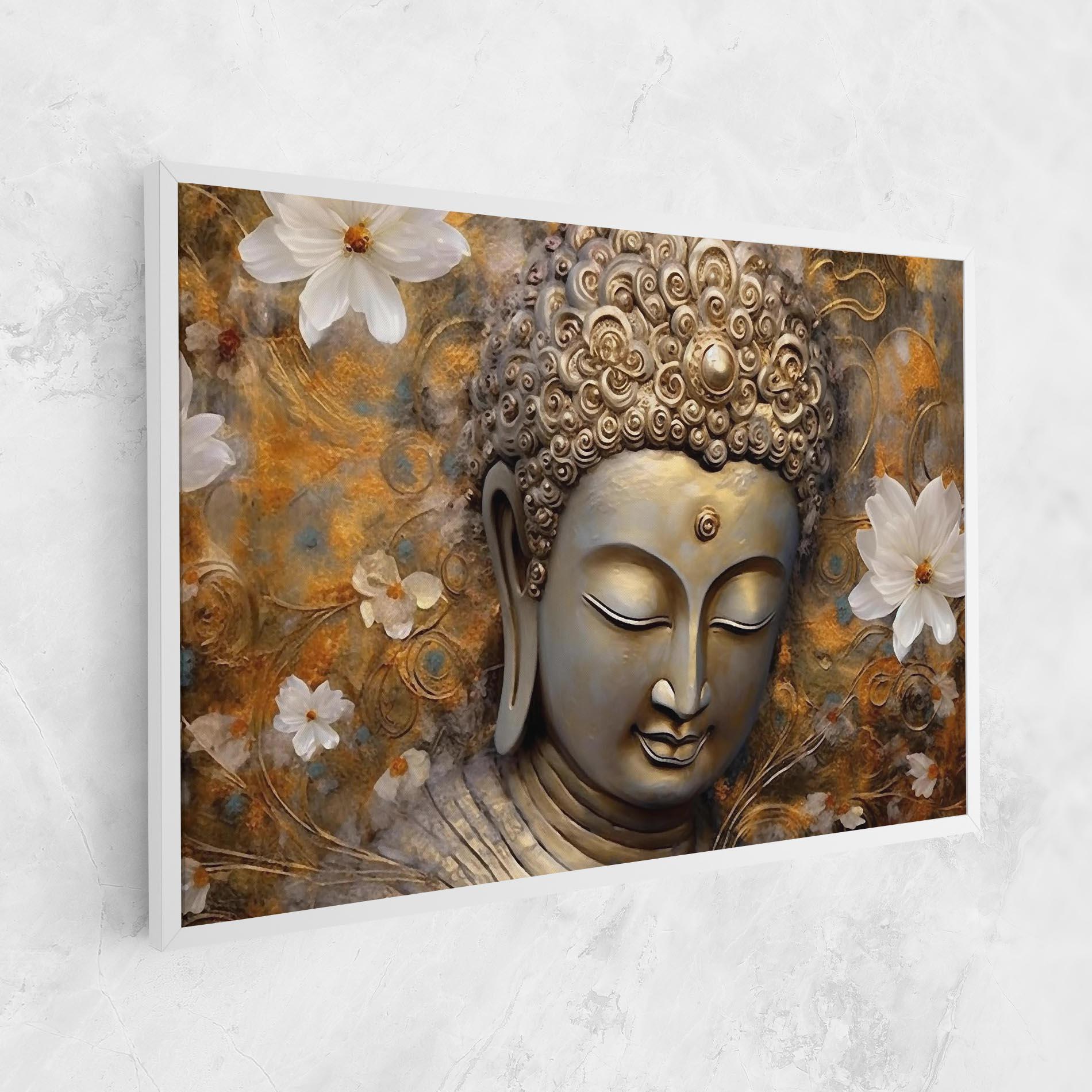 Leinwandbild White Flower Buddha Art mockup 1