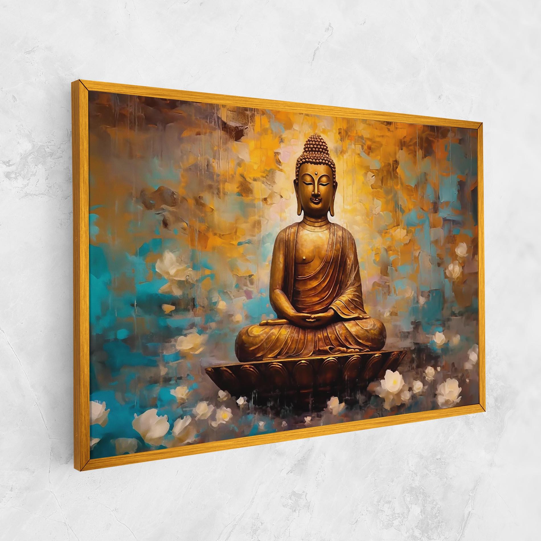 Leinwandbild Blue Gold Buddha mockup 1