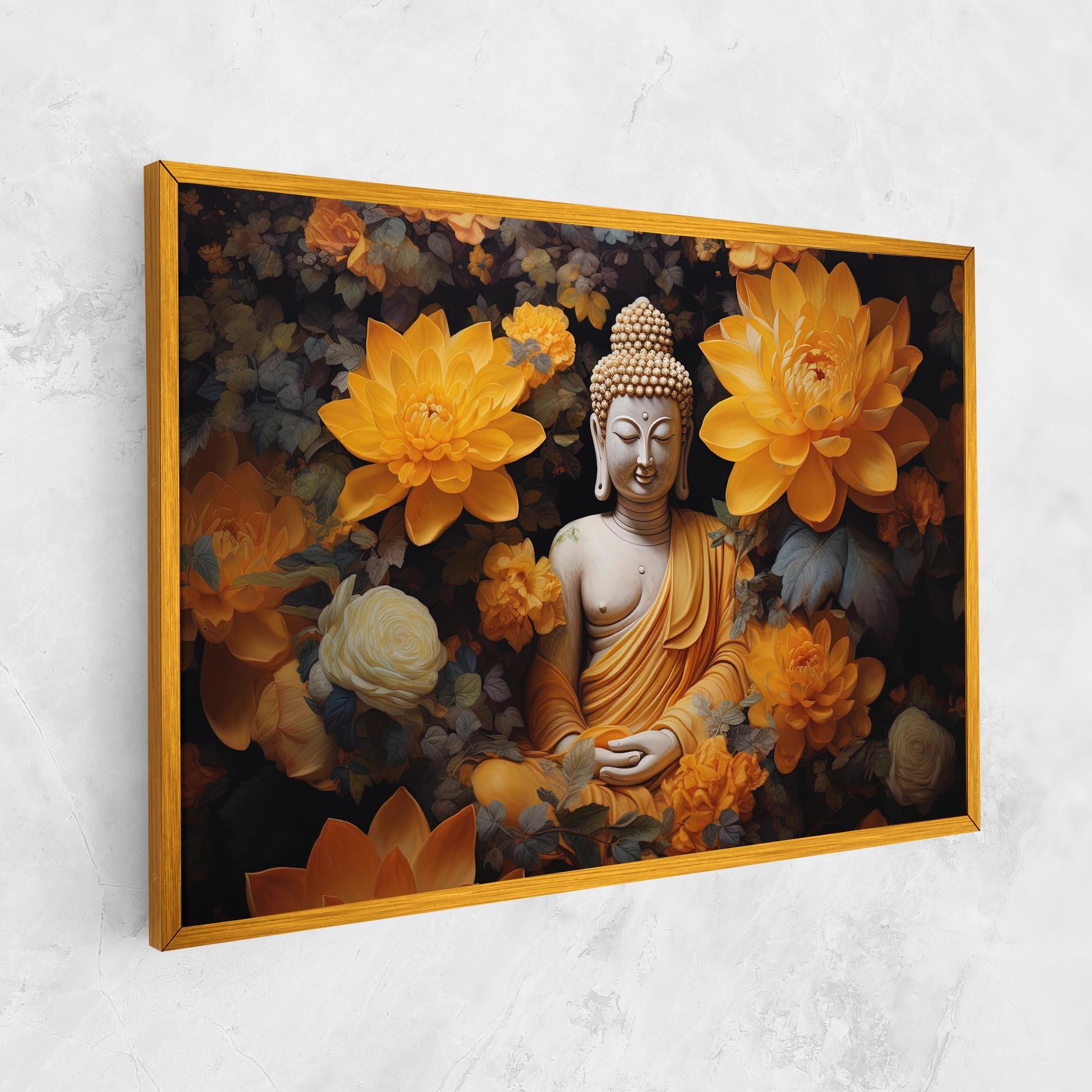 Leinwandbild Buddha Big Flowers mockup 1