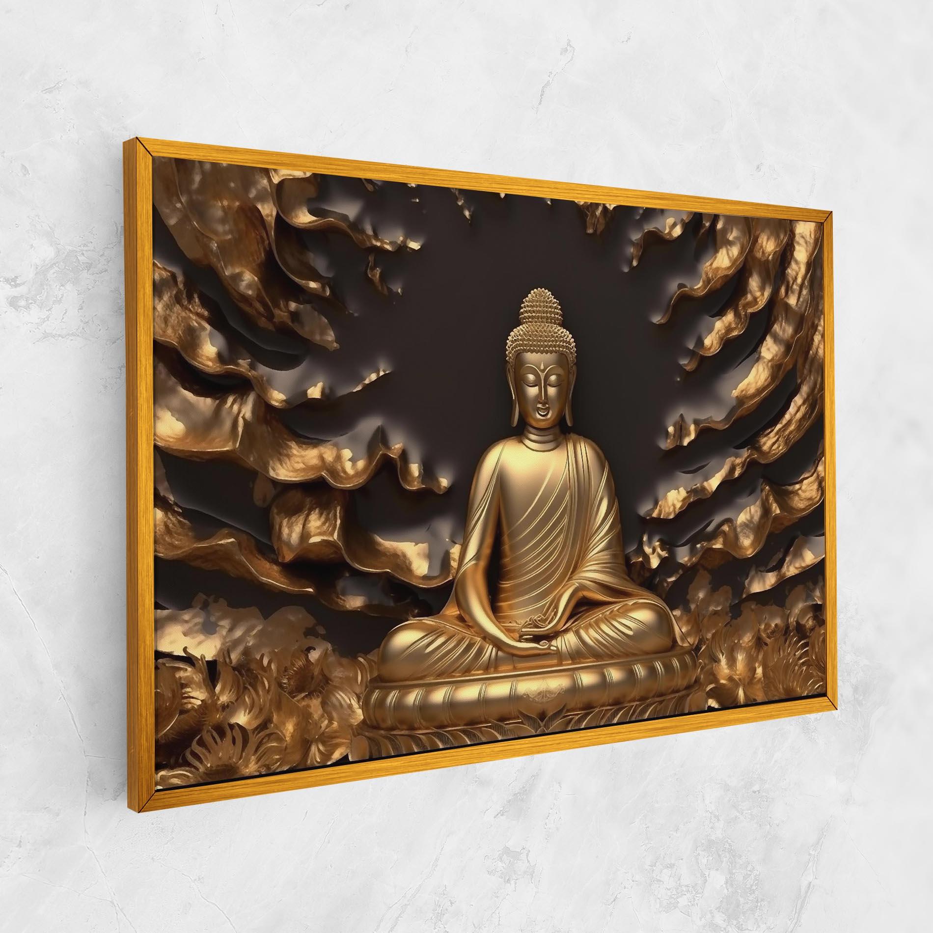 Leinwandbild Gold 3d Buddha mockup 1