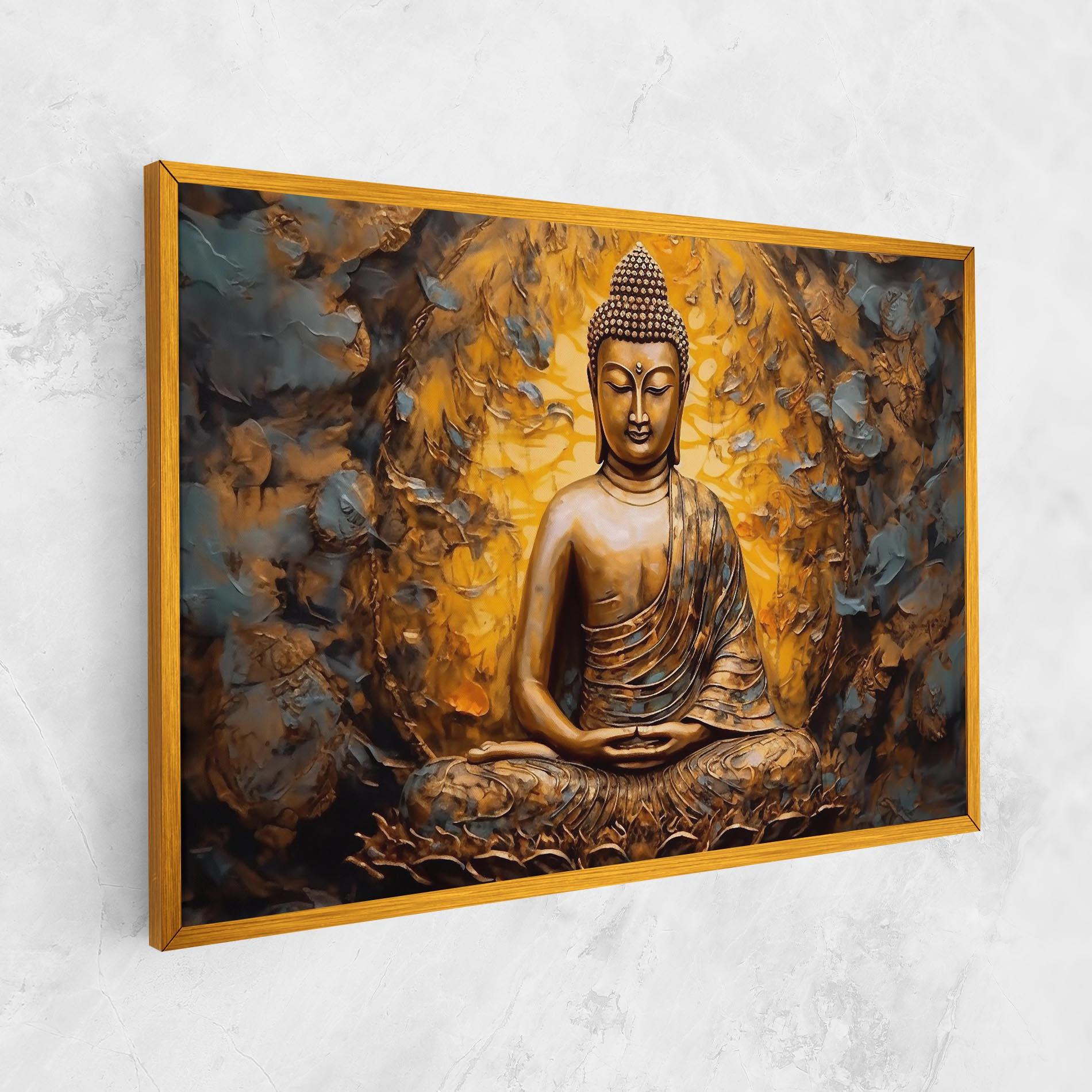 Leinwandbild Gold Grey Buddha mockup 1