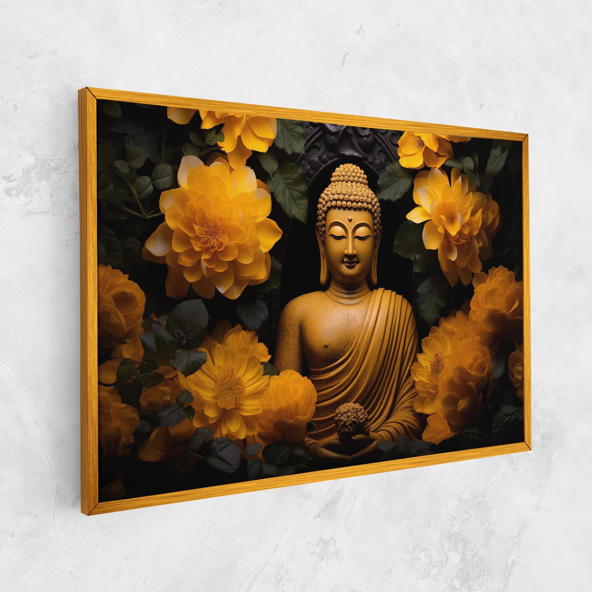 Leinwandbild Vecteezy_buddha Statue Surrounded By Yellow Flowers Ai Generated_27745002_860 mockup 1